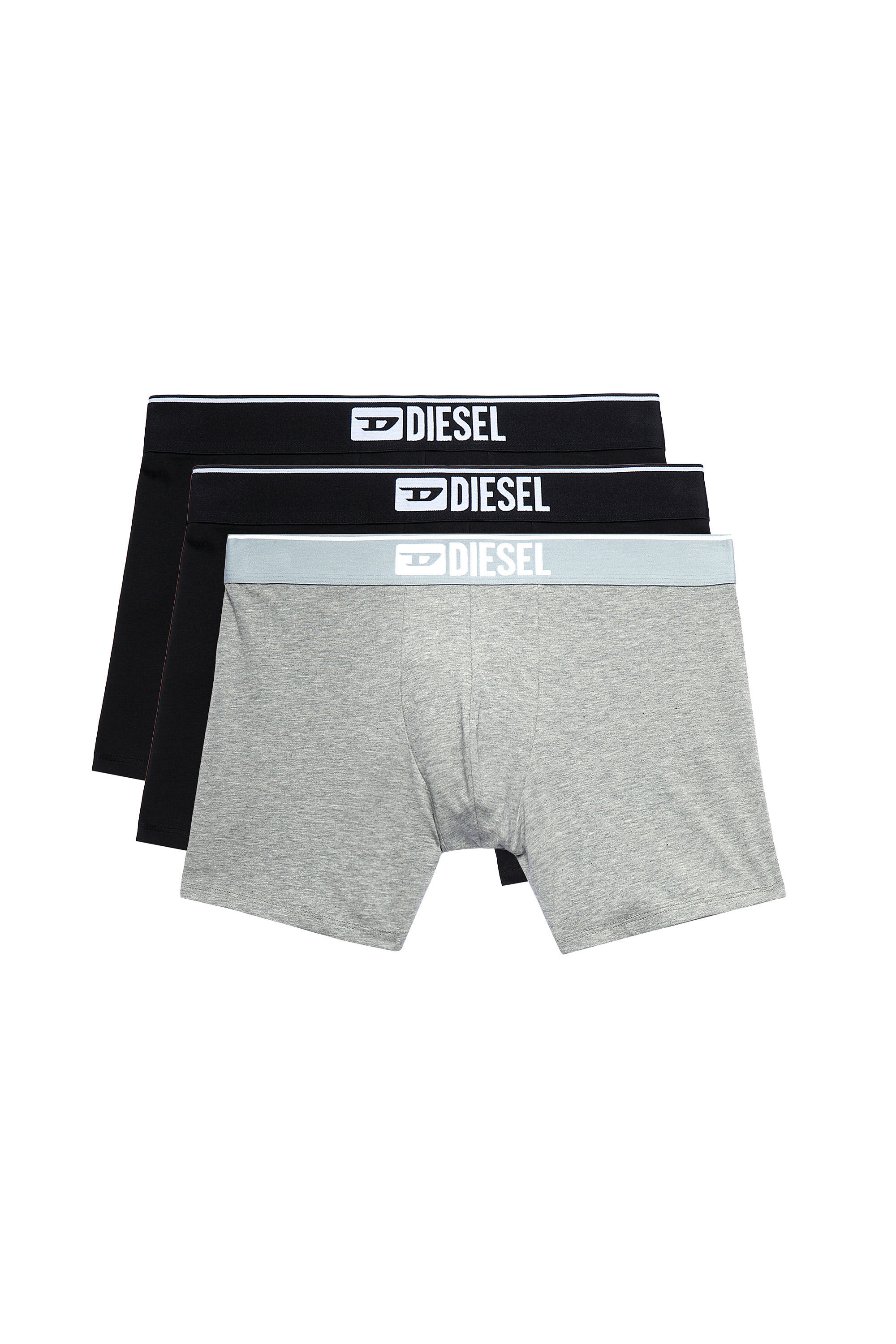 Diesel - UMBX-SEBASTIANTHREEPAC, Man's Three-pack of plain long boxer briefs in Black/Grey - 2