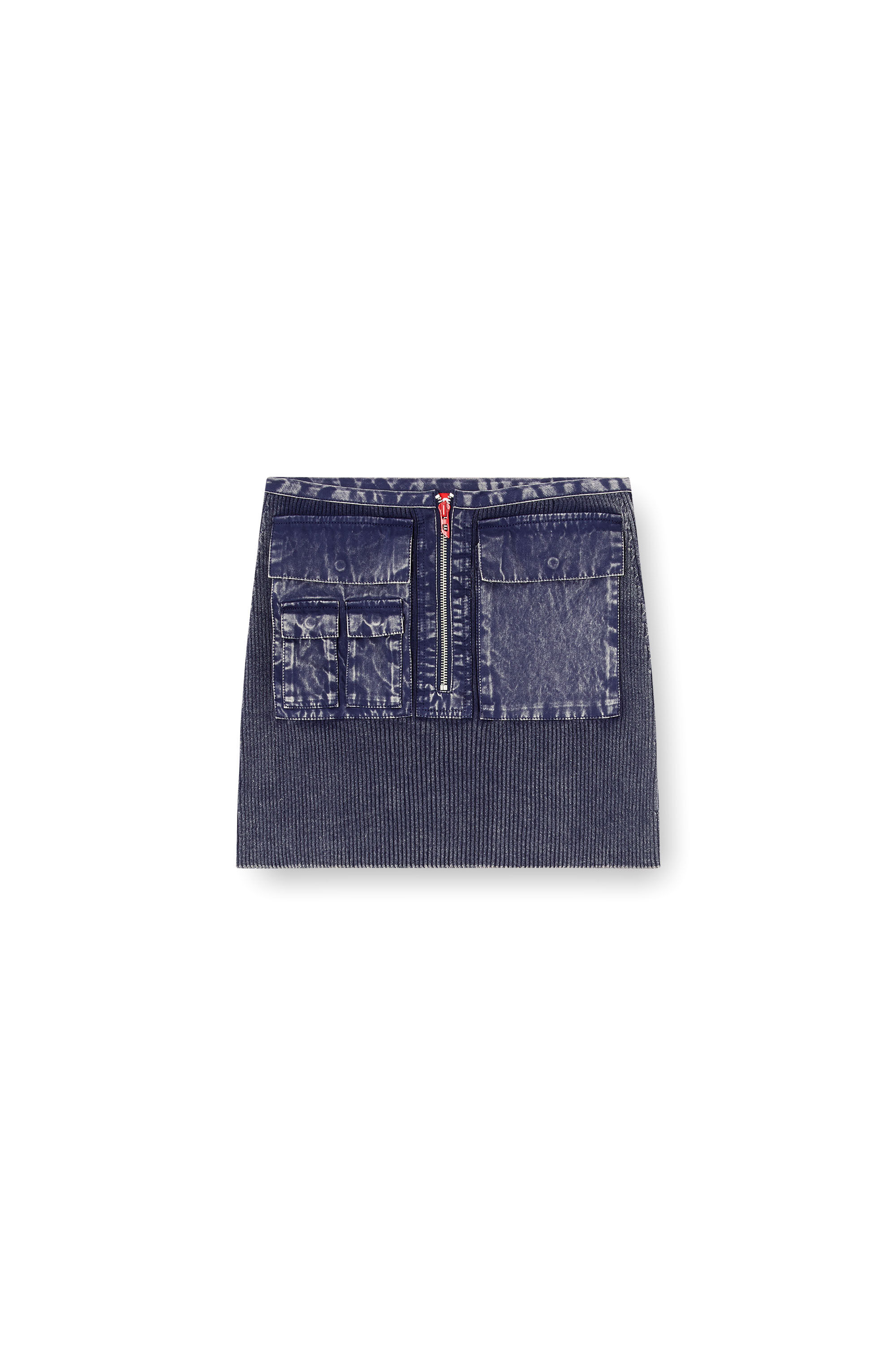 Diesel - M-MERYN-SHORT, Woman's Ribbed mini skirt with denim treatment in Dark Blue - 2