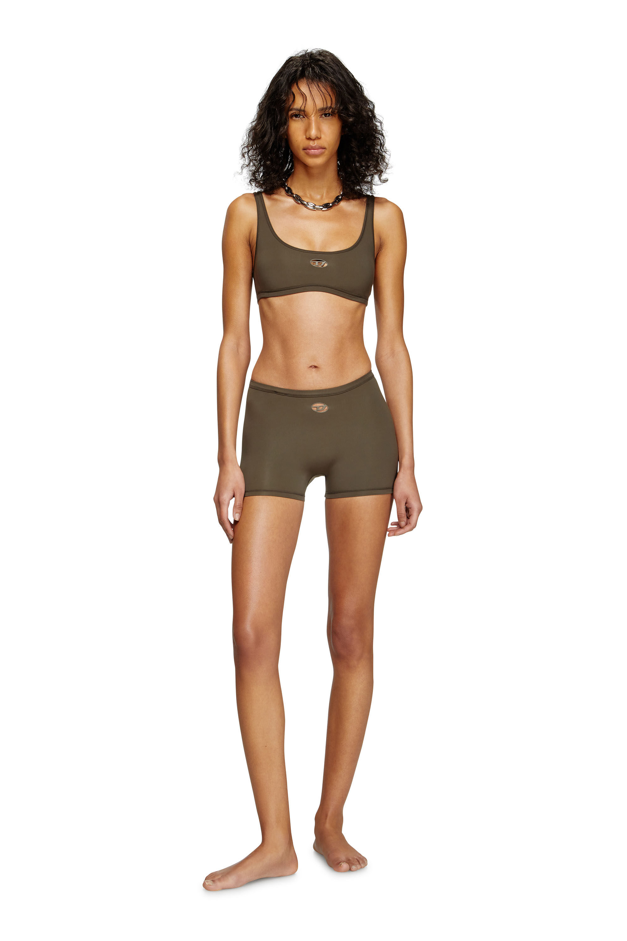 Women's Sports bra with cut-out logo | Brown | Diesel