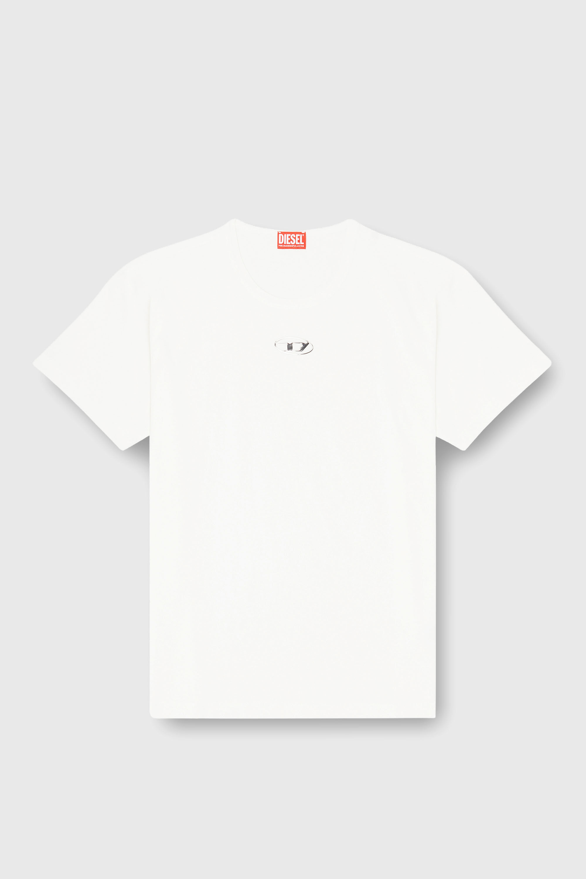 Diesel - T-NORM-IOD, Man's Light cotton T-shirt with metallic Oval D logo in White - 2