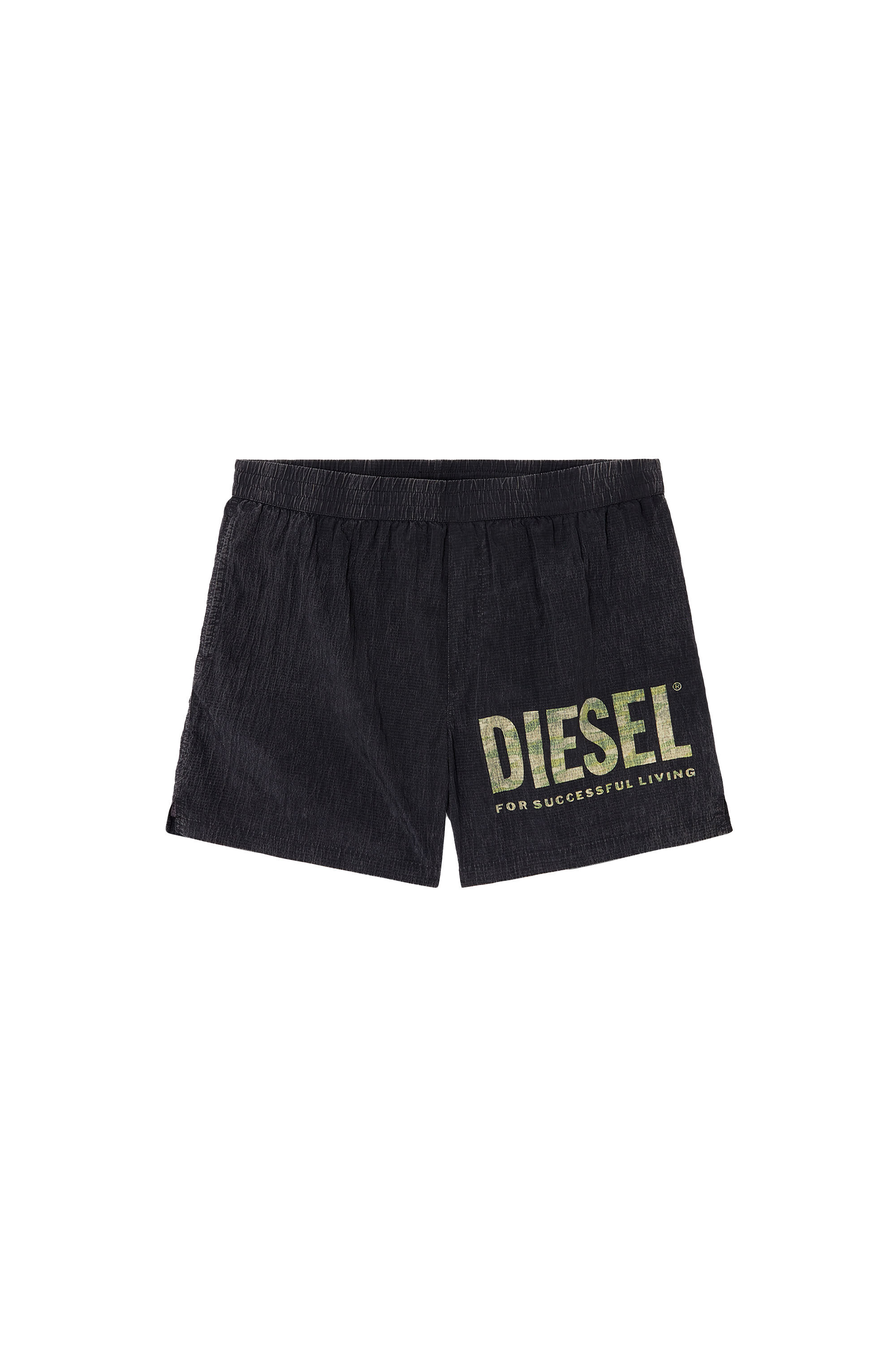 Diesel - RIO-41-UTLT, Man's Mid-length swim shorts in camo ripstop in Black/Green - 1