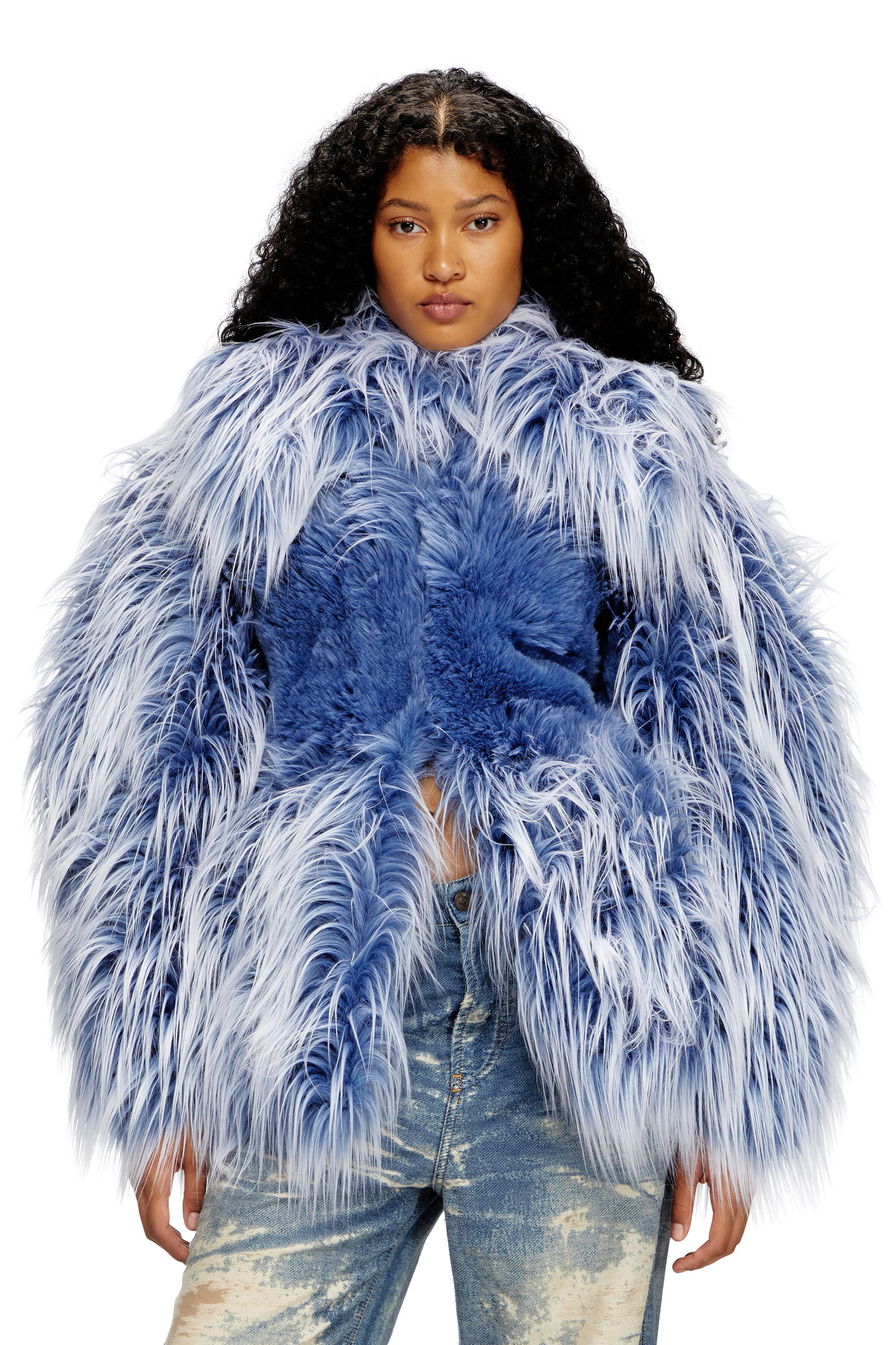 Diesel - W-CABY, Woman's Ombré-hair padded monster coat in Blue - 3