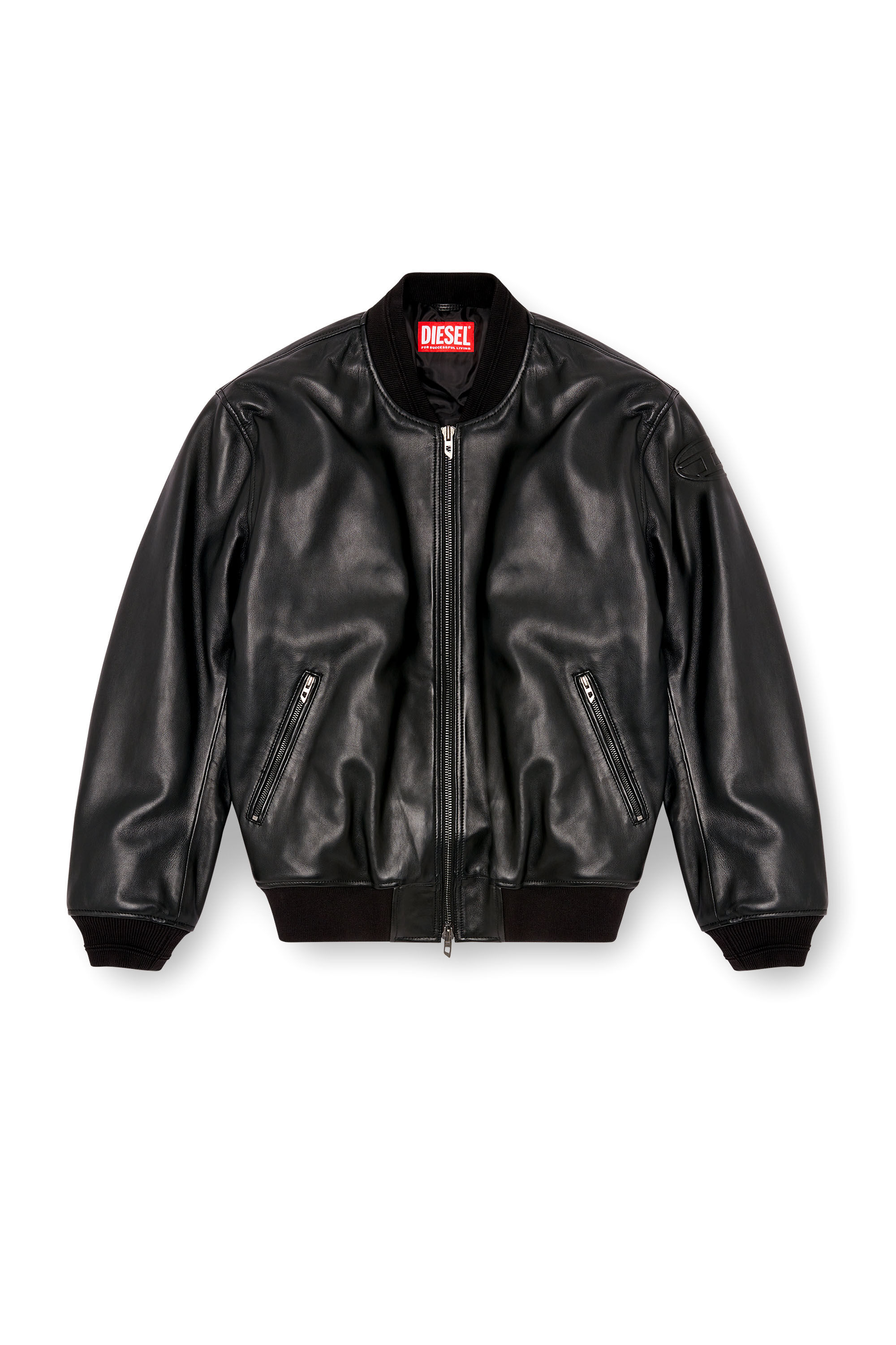 Diesel - L-KHAN, Man's Leather bomber jacket in Black - 2