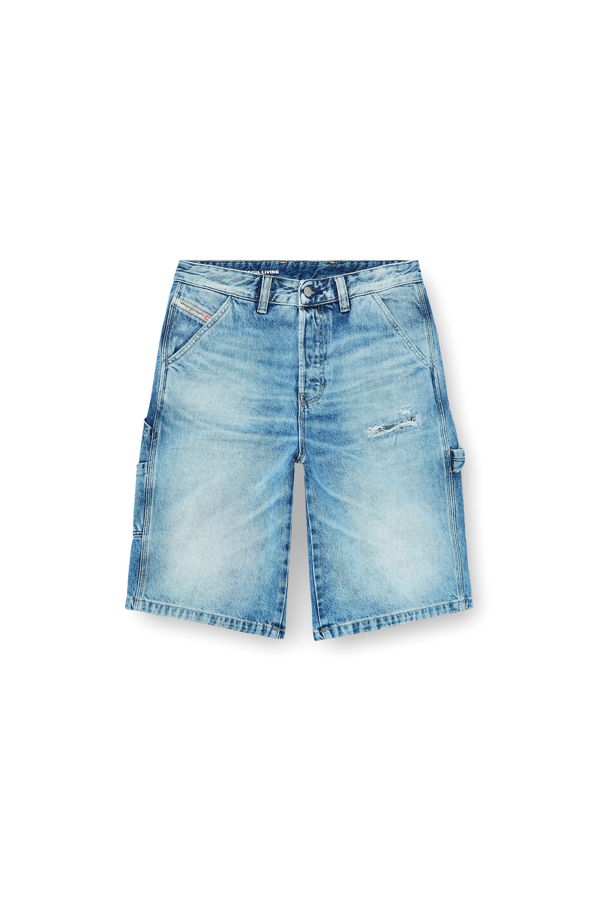 Diesel - D-LIVERY-W-SHORT, Man's Relaxed shorts in fluid denim with abrasions in null - 2