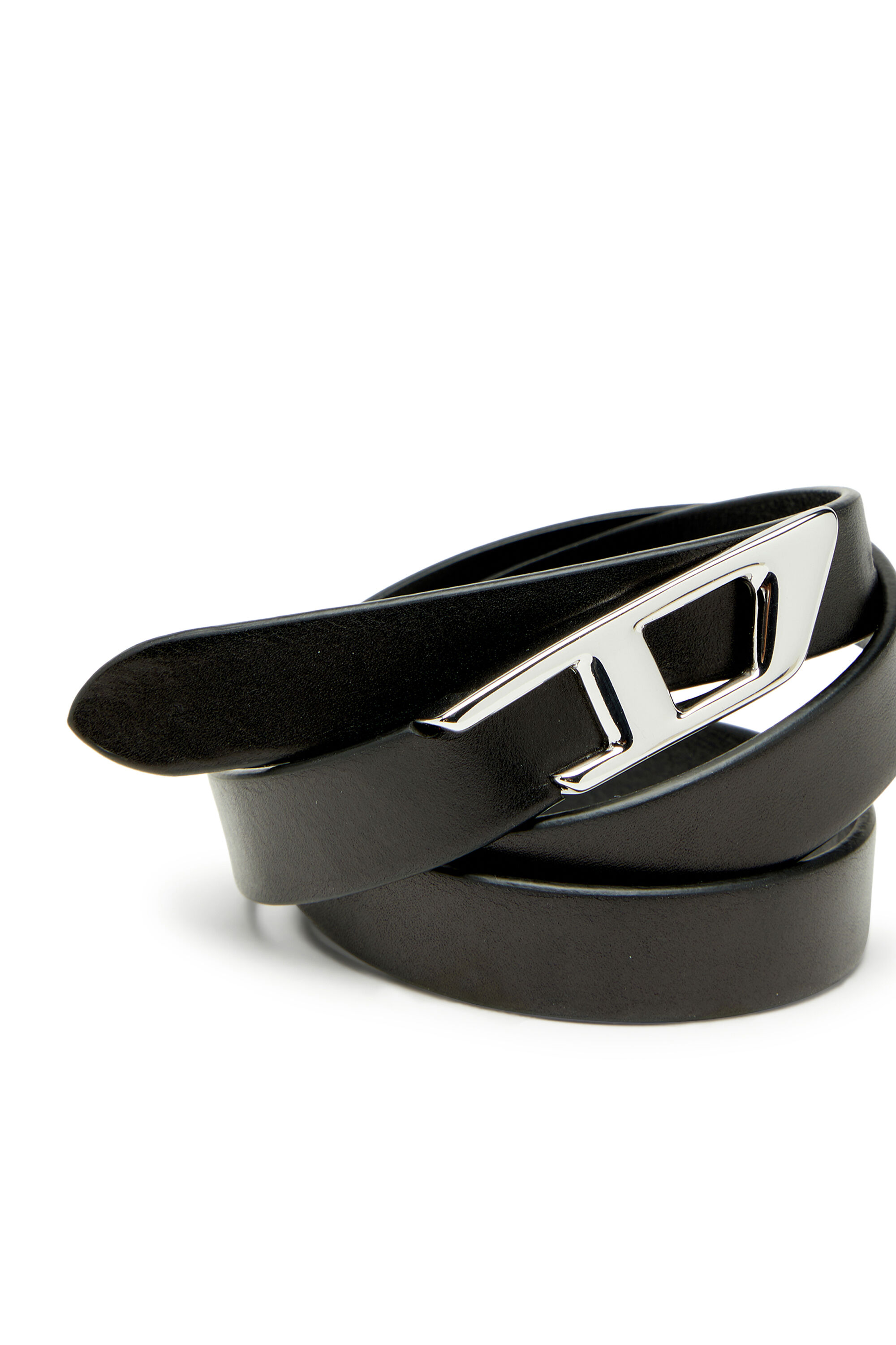 Diesel - B-D LOGO 2.0 20, Woman's 2 cm leather belt with 3D logo buckle in Black - 3