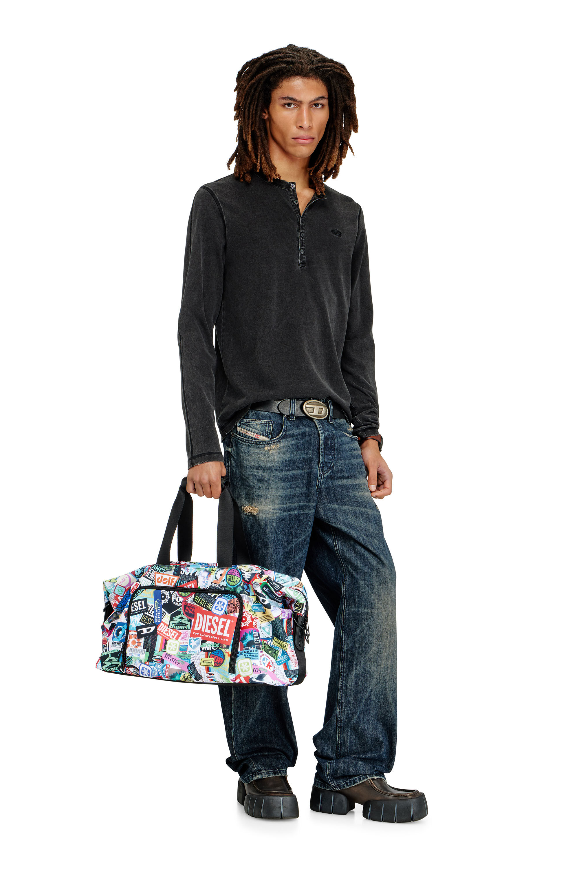 Diesel - DIESEL PC PRINTED DUFFLE-STICKERS- DSB00, Unisex's Pratical duffle bag with stickers in Multicolor - 7