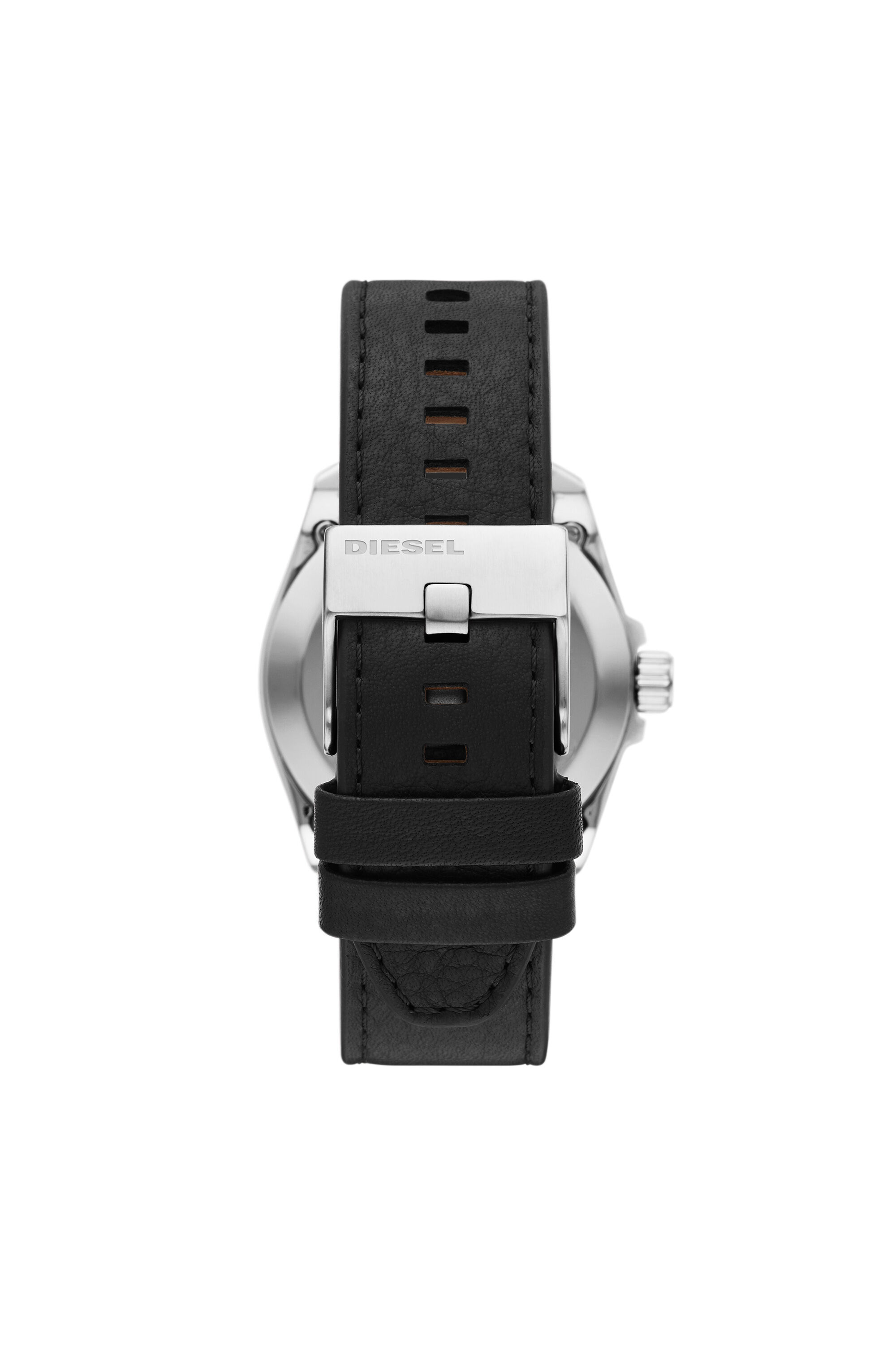 Diesel - DZ1966, Man MS9 automatic three-hand black leather watch in Black - Image 2