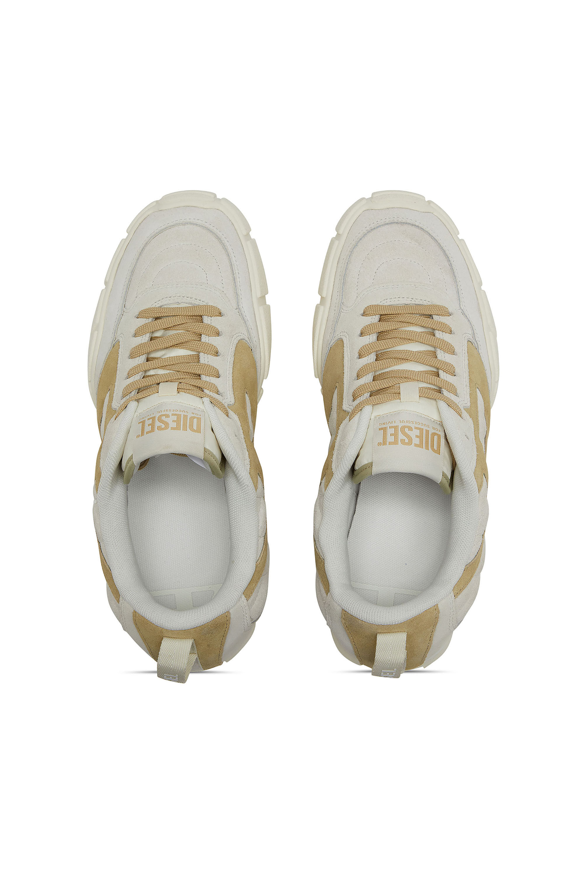 Diesel - S-PAGODHA LOW W, Woman's S-Pagodha-Quilted suede sneakers in White/Brown - 4