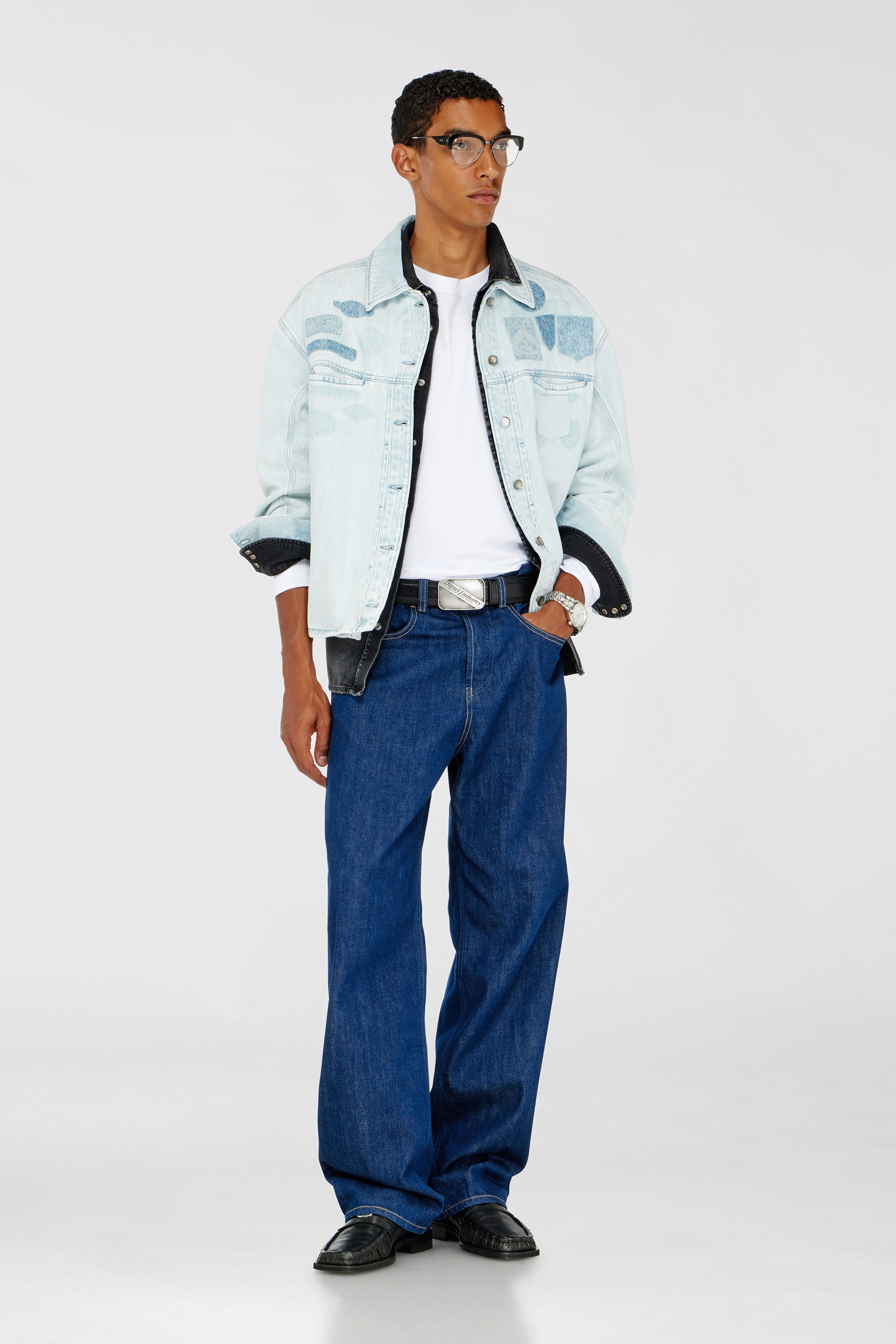 Diesel - D-RYMAVO-S, Unisex's Denim overshirt with patch effects in Light Blue - 1