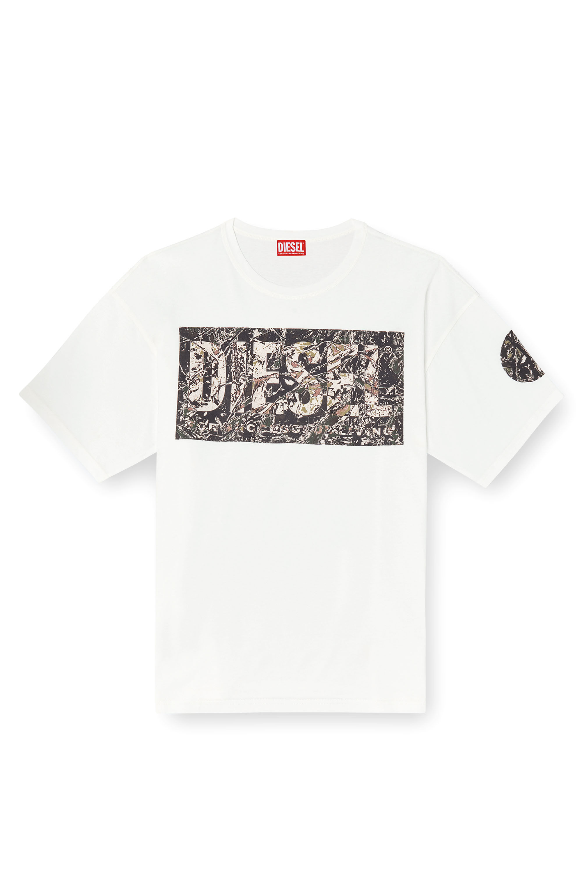 Diesel - T-BOXT-R22, Man's T-shirt with large gabardine patch logo in White - 2