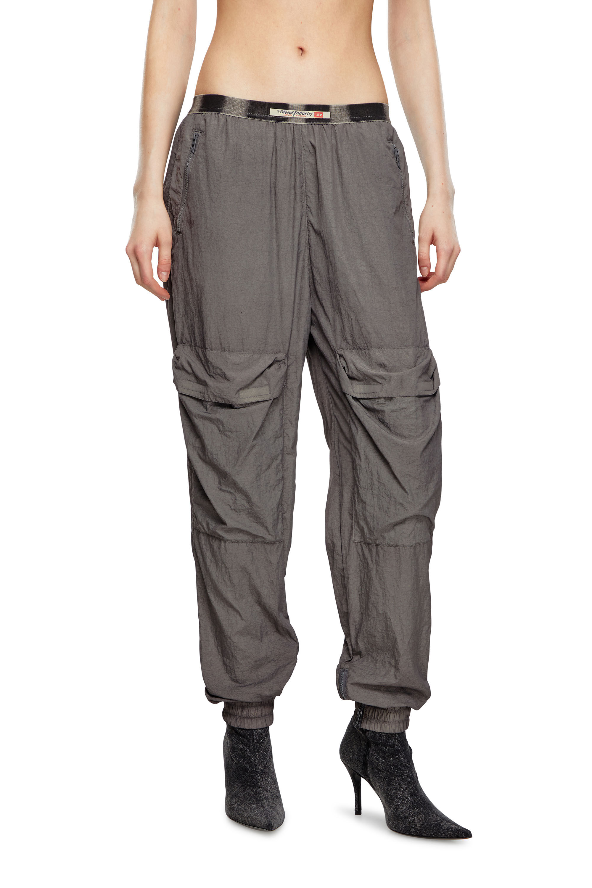 Diesel - P-ARADISE, Woman's Cargo pants in faded nylon in Grey - 3