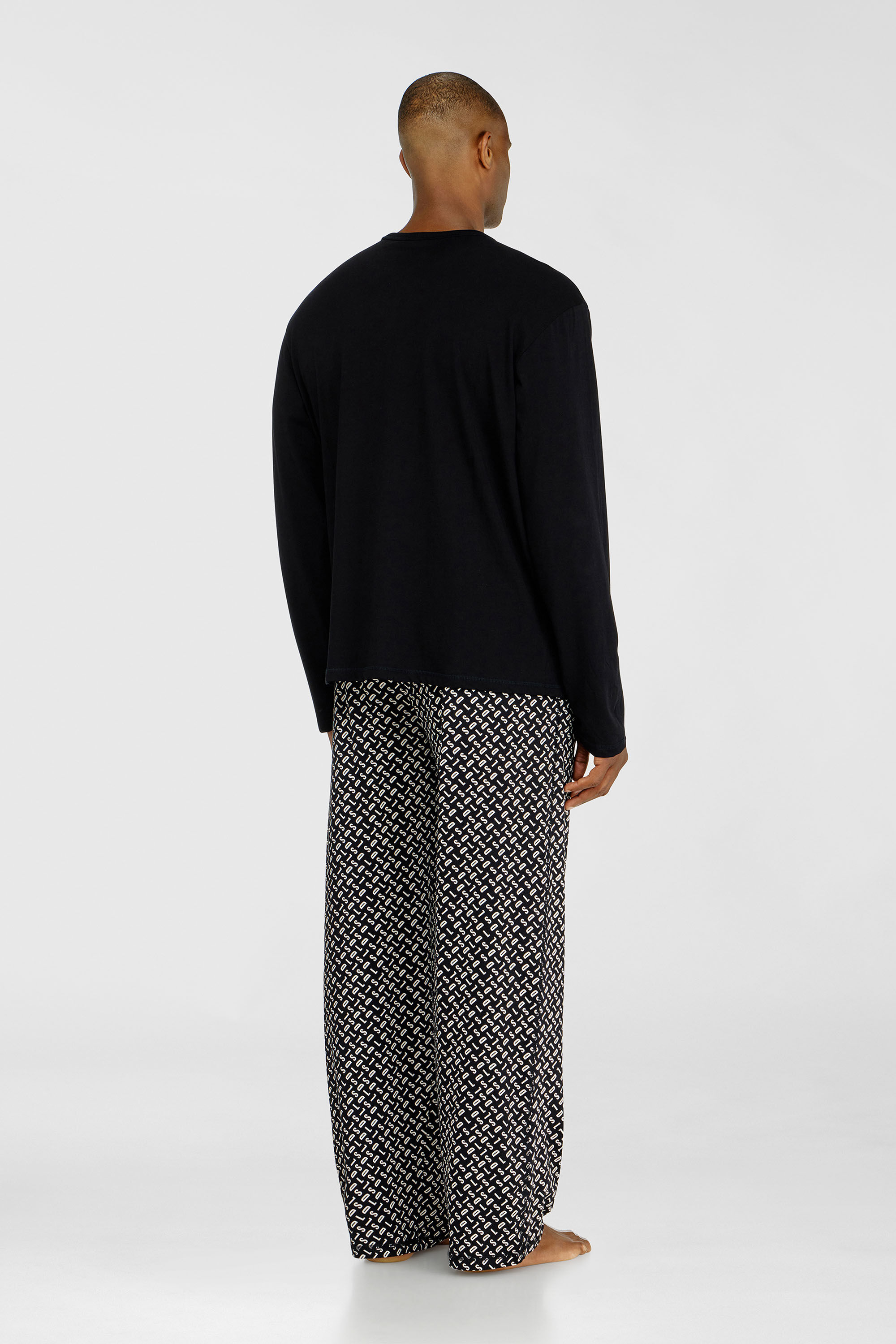 Diesel - SET-NOLAN-D-BOX, Man's Pyjama set in cotton with printed bottoms in Black/White - 3