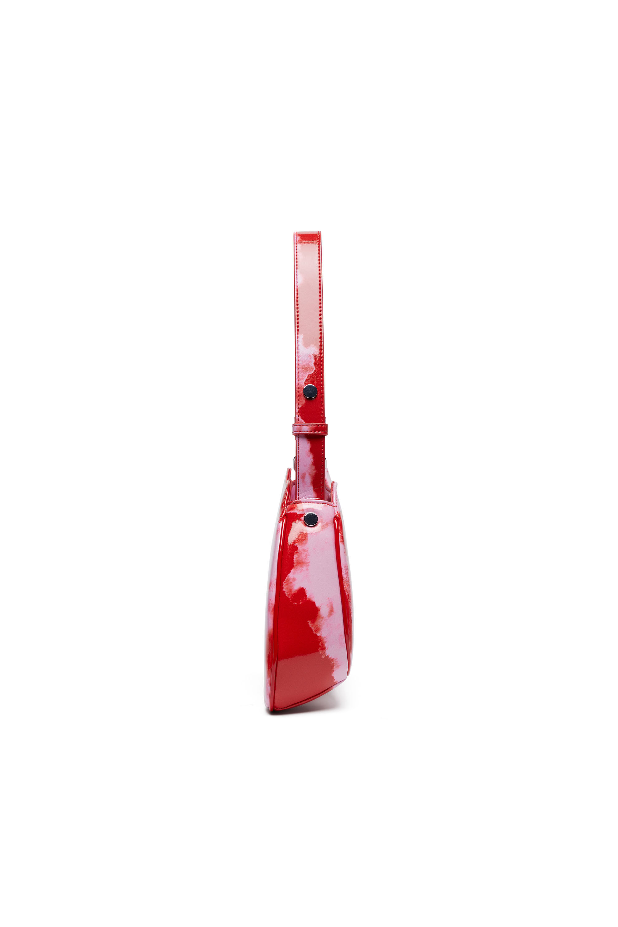 Diesel - PLAY SHOULDER, Woman's Play-Shoulder bag in printed glossy PU in Pink/Red - 4
