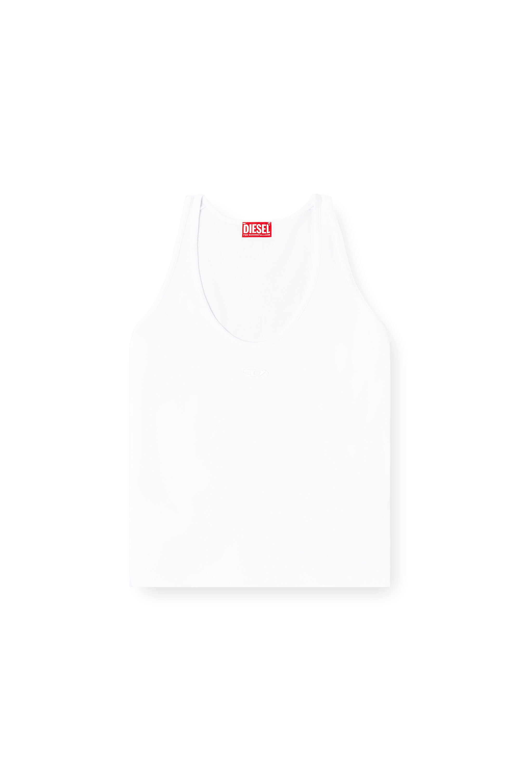 Diesel - T-IPSYA-LKDS, Woman's Ribbed tank top with Oval D in White - 2