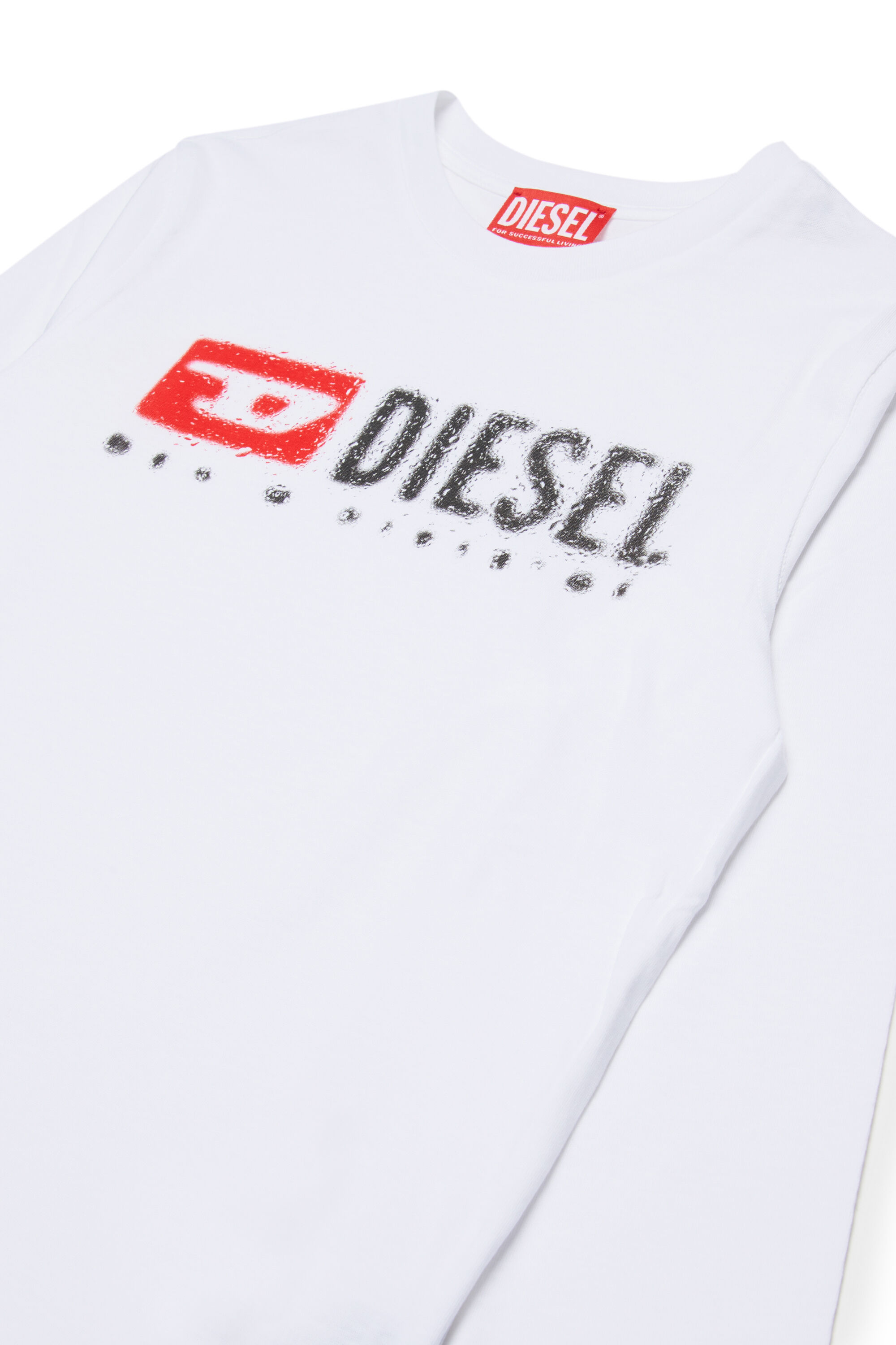 Diesel - TDROPS, Man's Cotton crew neck T-shirt with logo print in White - 3