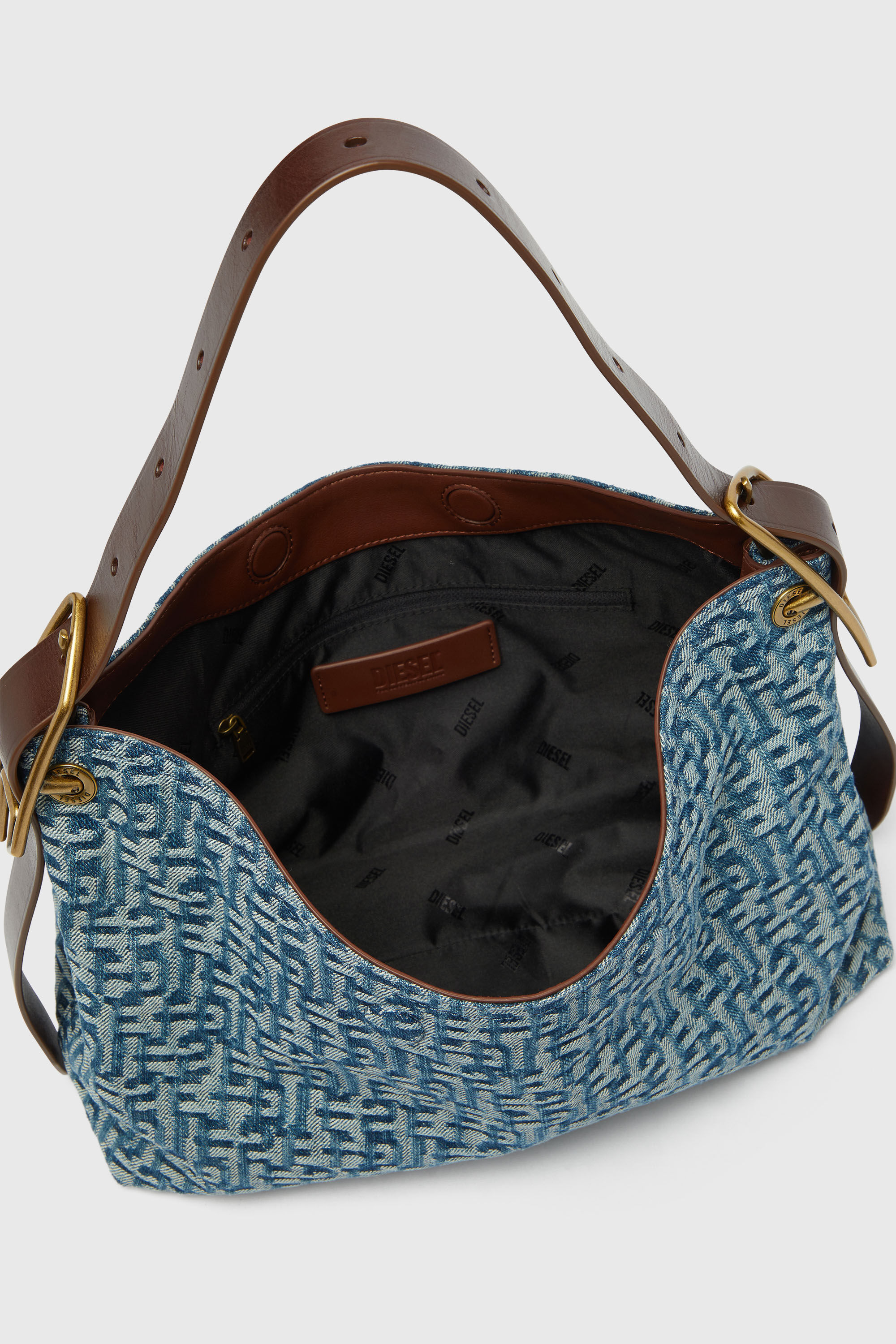 Diesel - D-LINE HOBO S, Woman's D-Line-Shoulder bag in monogram denim in Blue - 5