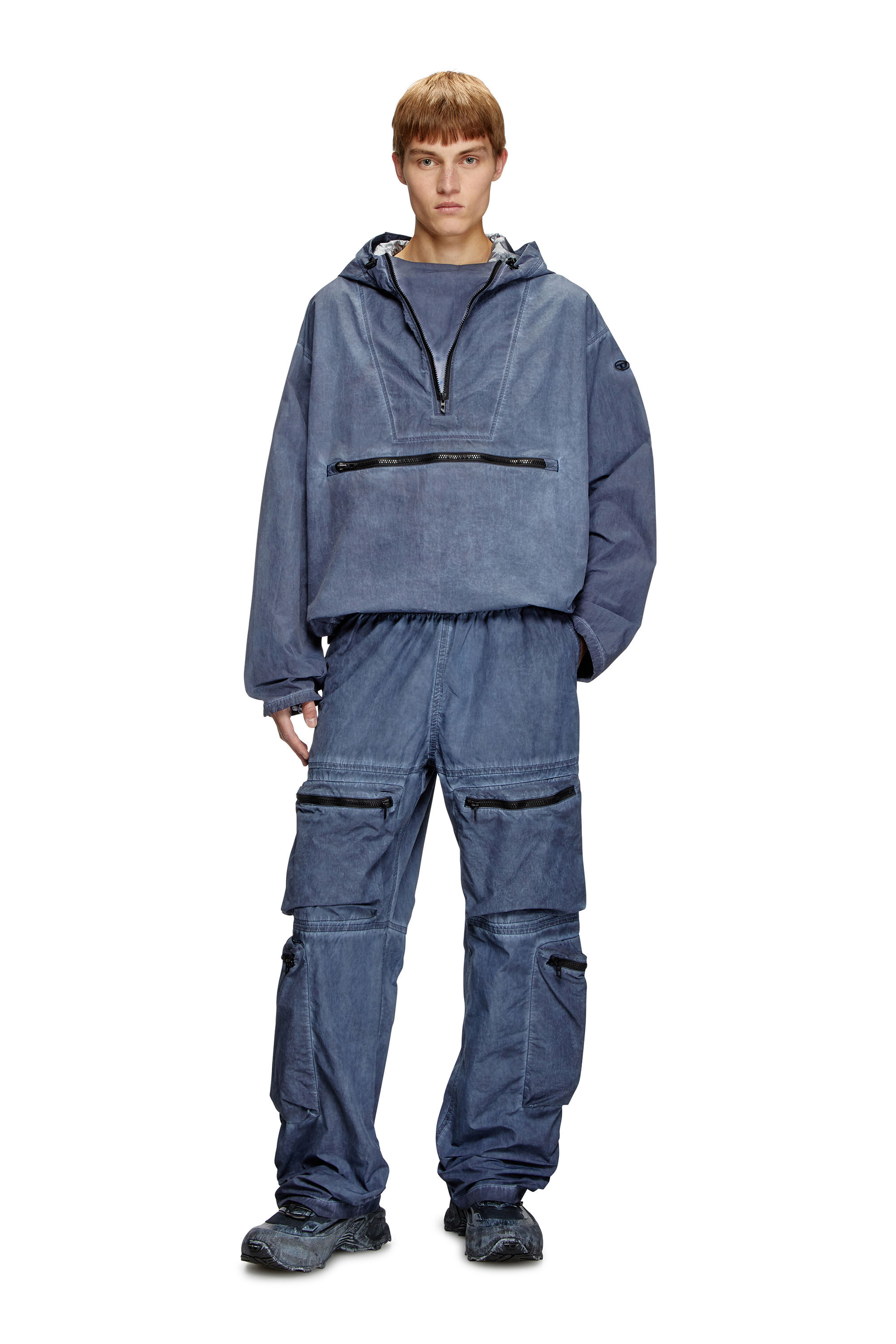 Men's Packable hooded anorak jacket | Blue | Diesel