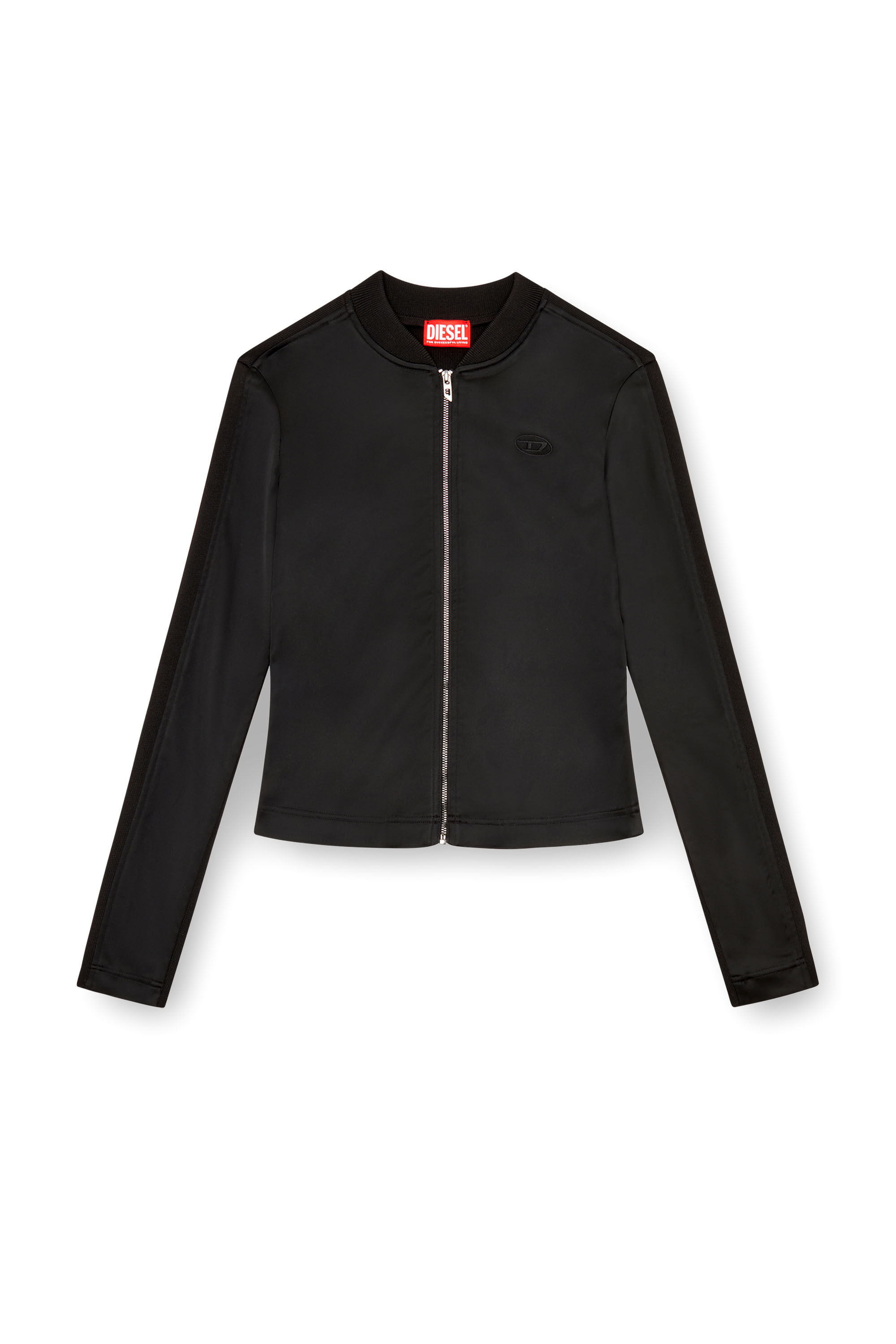 Diesel - G-OPER, Woman's Rib-knit and stretch satin jacket in Black - 2