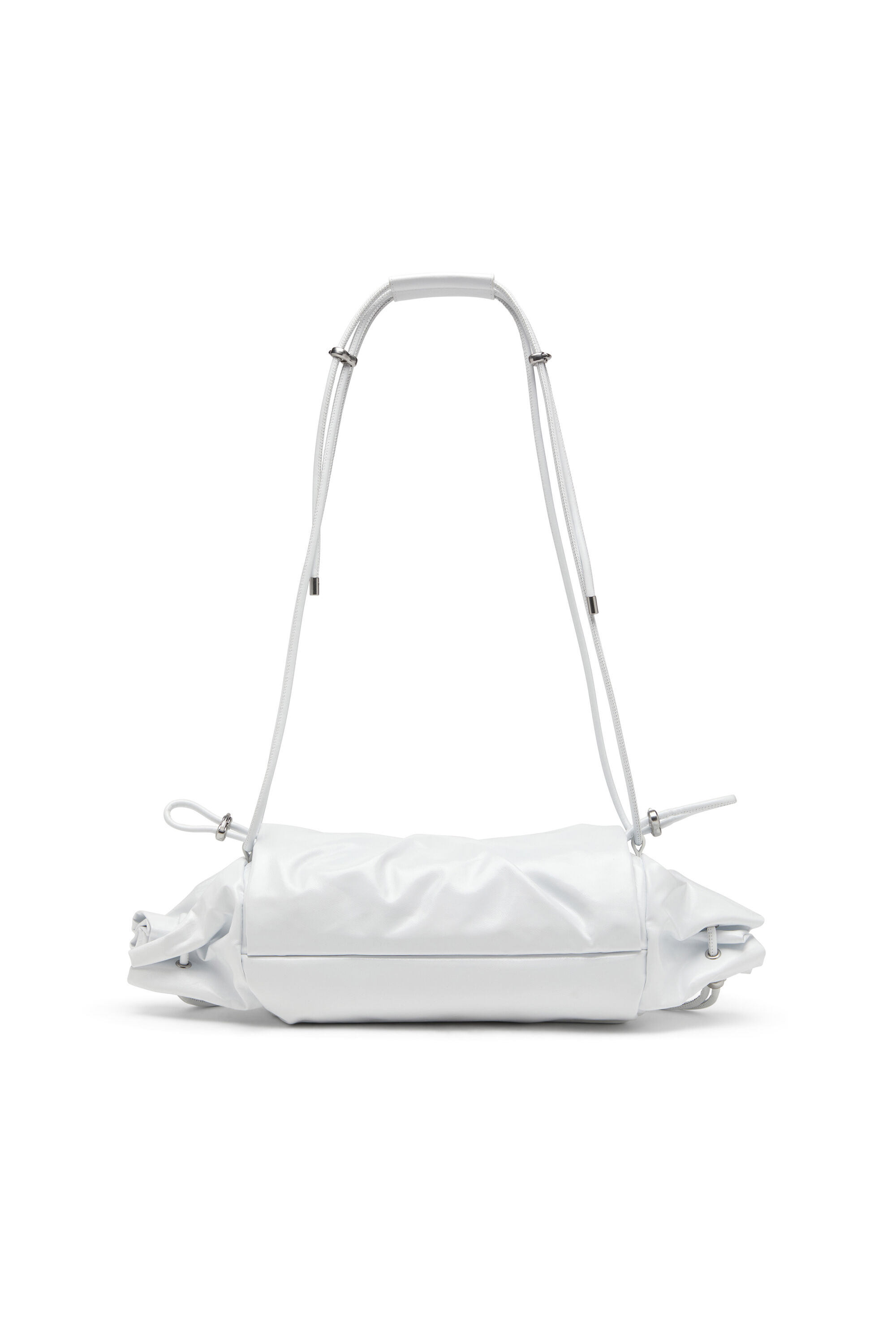 Diesel - SCRUNCH-D SHOULDER M, Woman's Scrunch-D M-Shoulder bag in shiny leather in White - 3