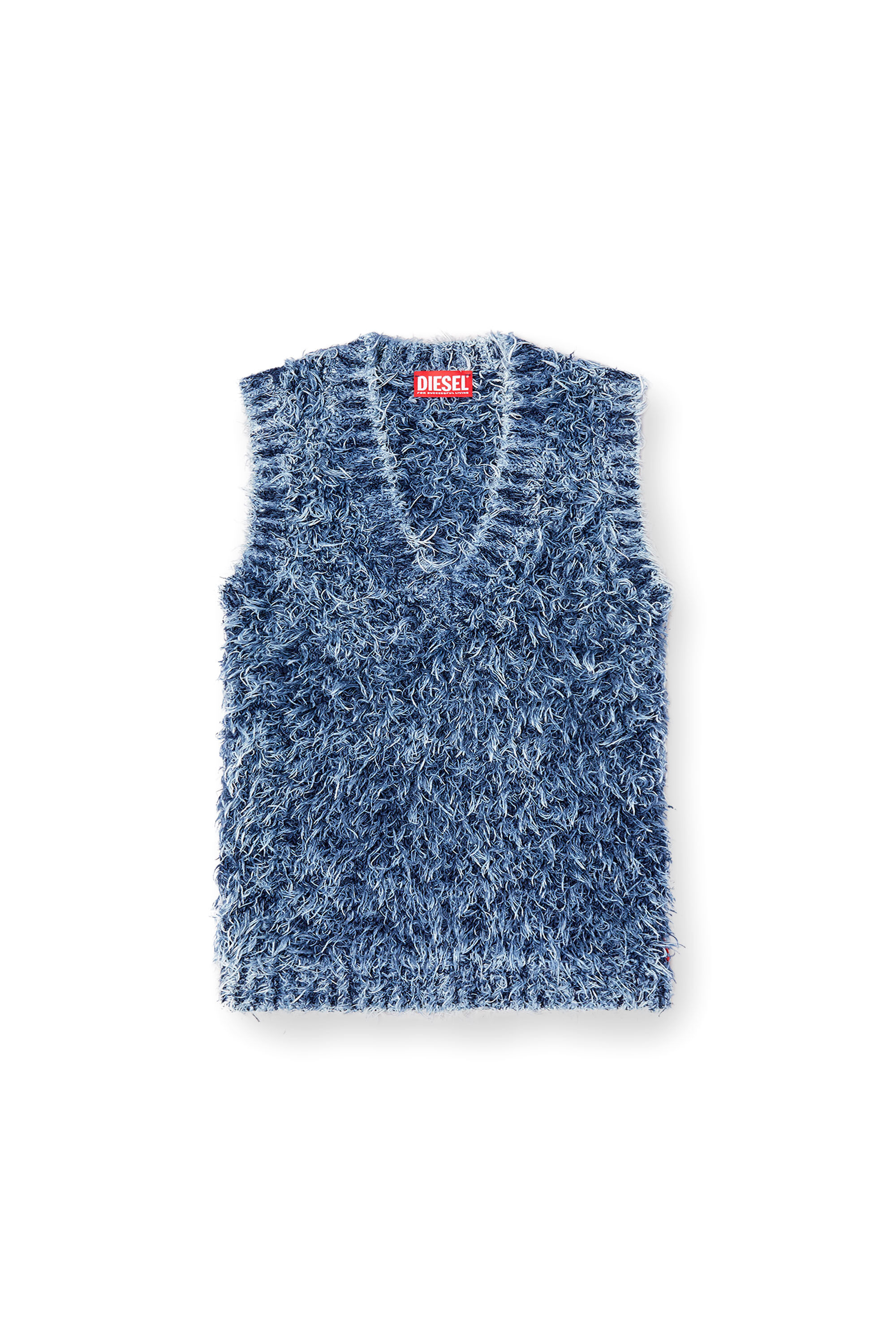 Diesel - M-DELIN, Woman's Textured-knit vest in Blue - 2