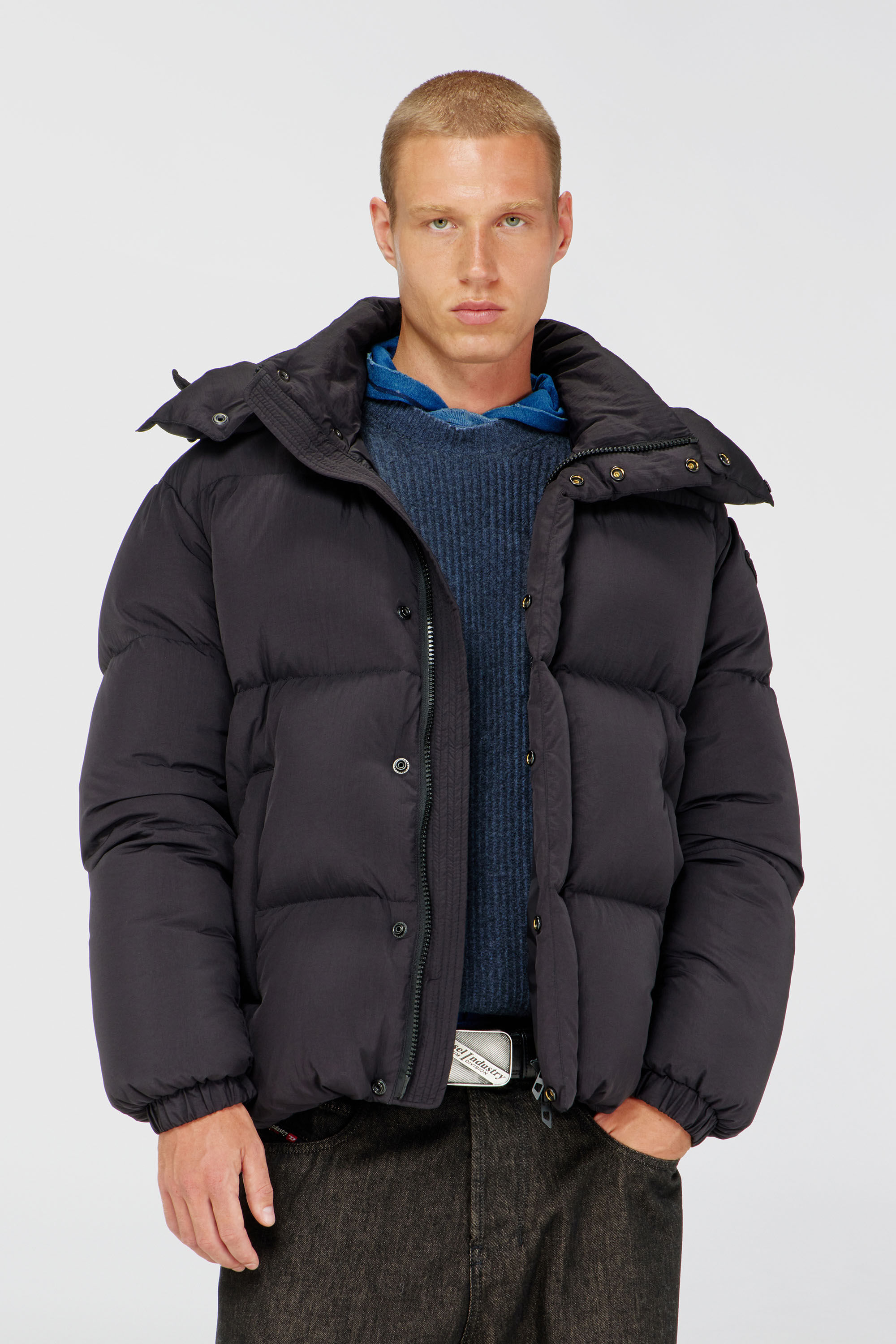 Diesel - W-ROLFYS-WRD, Man's Quilted down jacket in ViralOff&reg; Taslan in Dark grey - 3