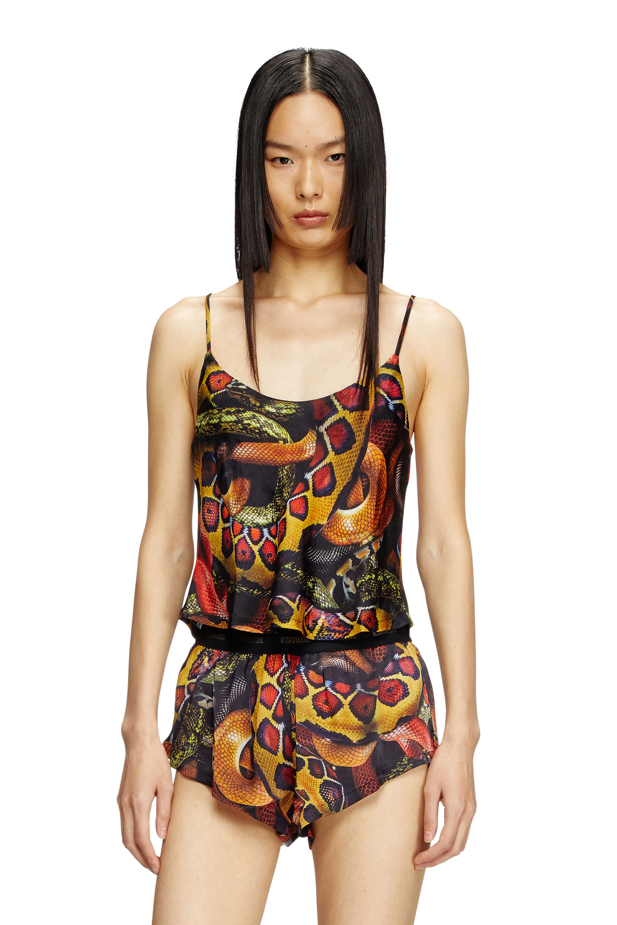 Diesel - SET-IVONE-SNAKE, Woman's Satin pyjama set with snake print in Multicolor - 3