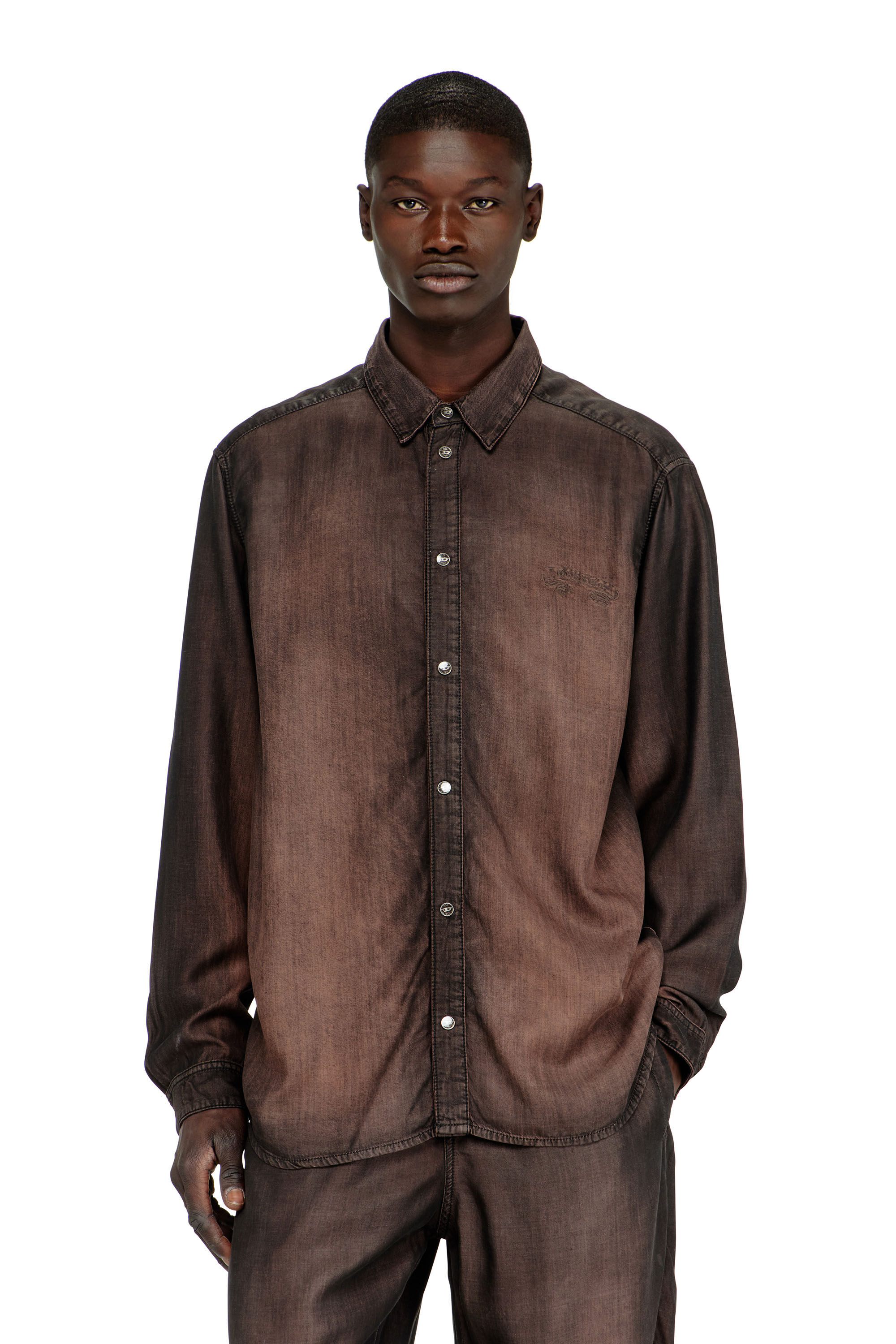 Diesel - D-SIMPLY-S16, Man's Shirt in fluid coated denim in null - 2