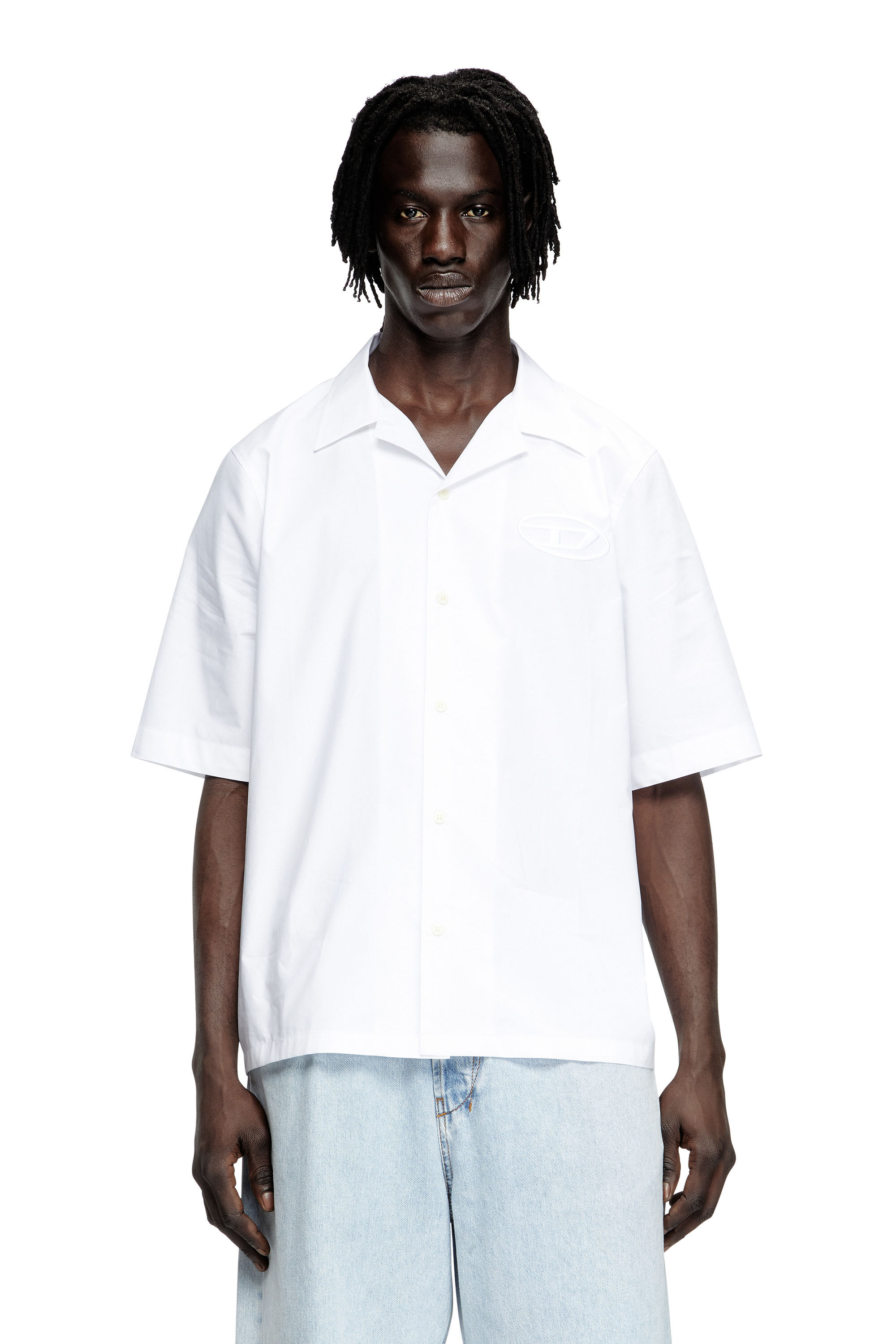 Diesel - S-MAC-PCAL, Man's Bowling shirt with Oval D in White - 2