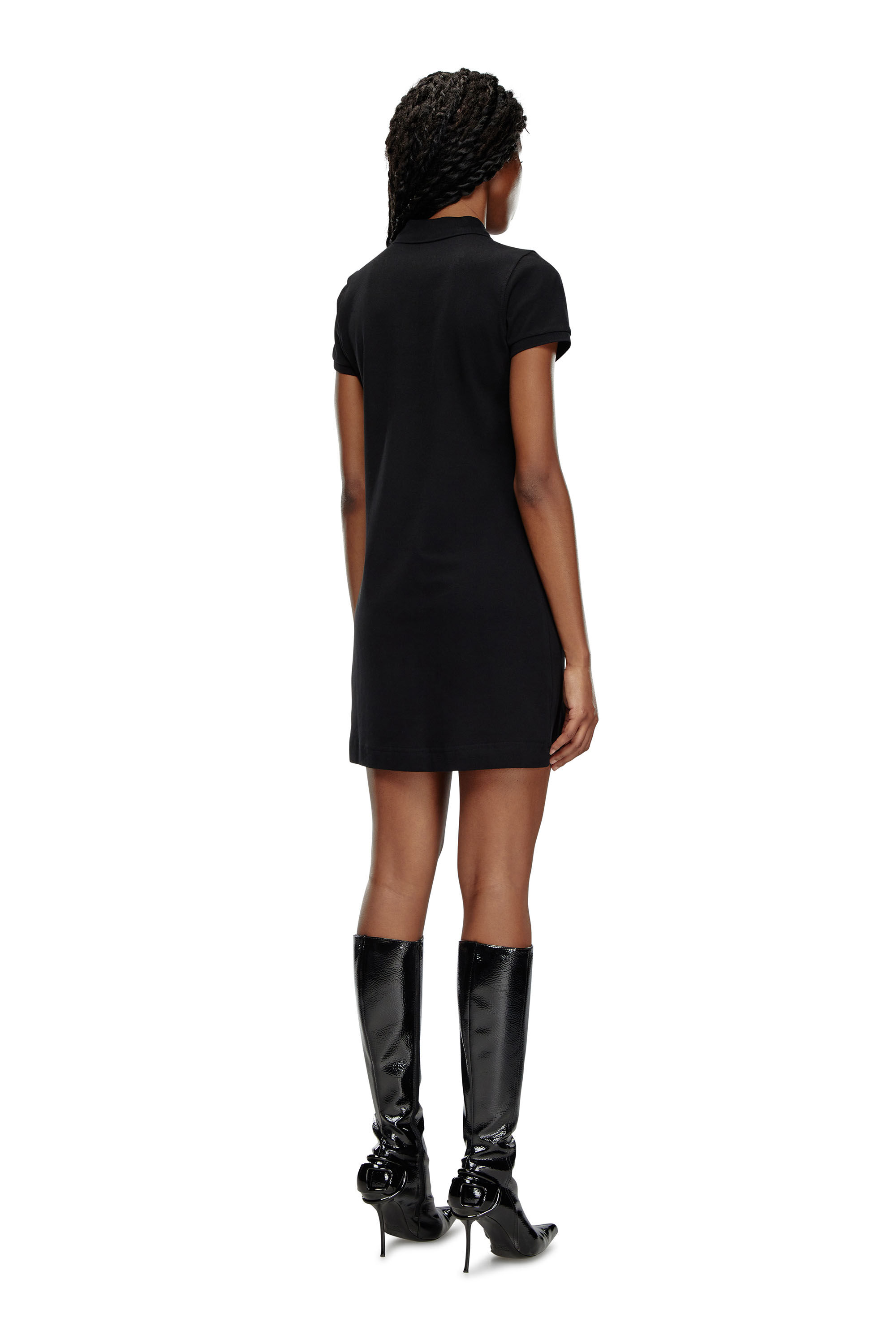 Diesel - D-TENNY-DOVAL-PJ, Woman's Polo dress with oval D patch in Black - 3