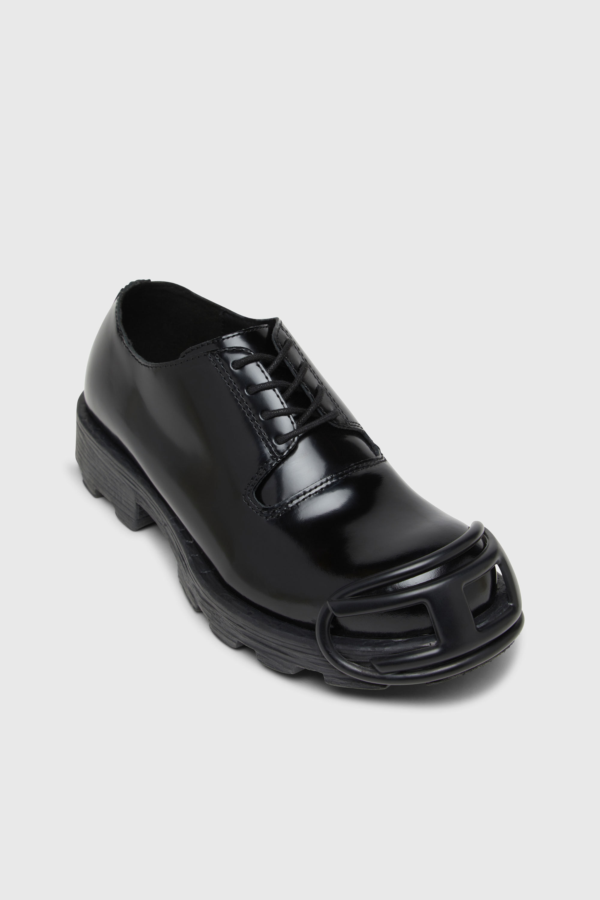 Diesel - D-HAMMER SO D, Man's D-Hammer-Leather lace-up shoes with oval D toe cap in Opaque Black - 6