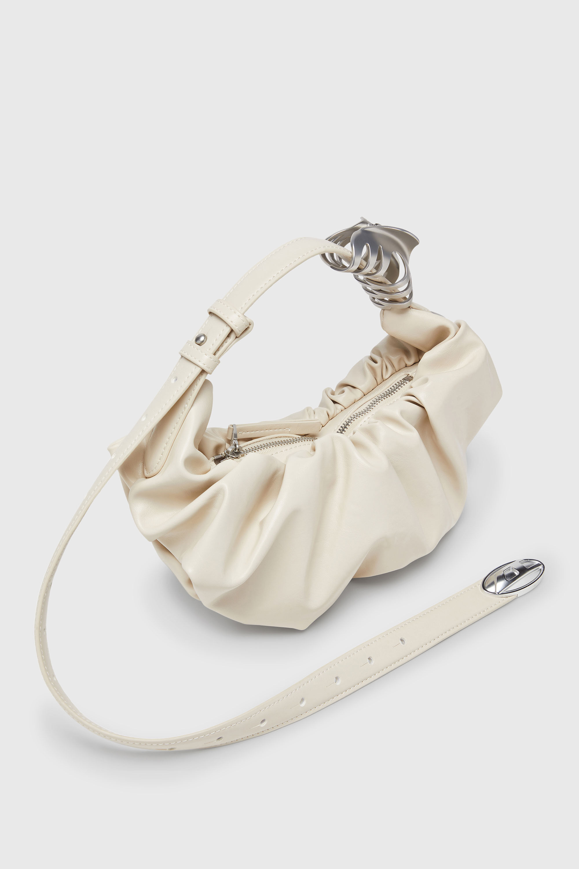 Diesel - GRAB-D HOBO S, Woman's Grab-D-Small scruched hobo bag in White - 5