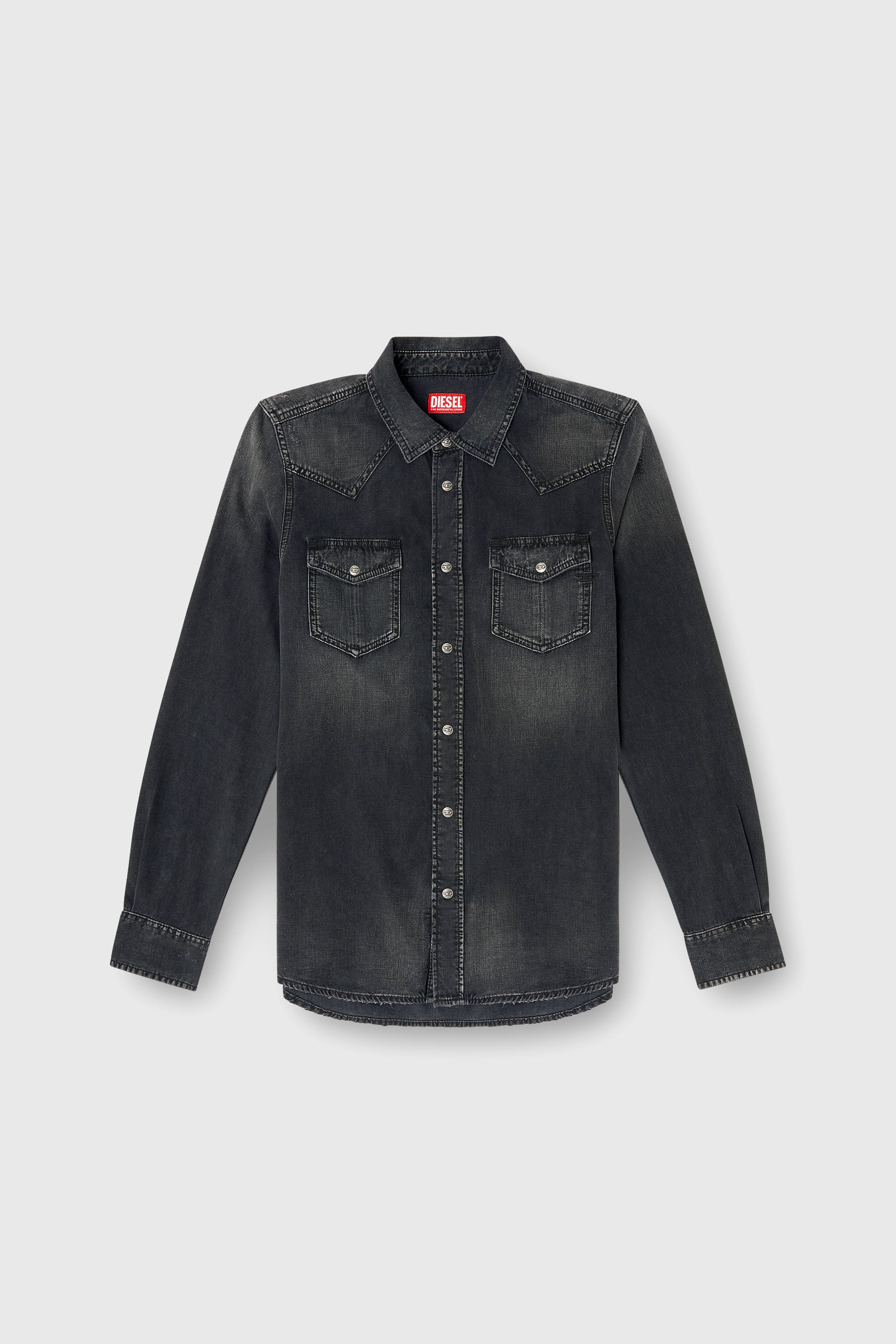 Diesel - D-VEGA, Man's Denim overshirt in Black - 2