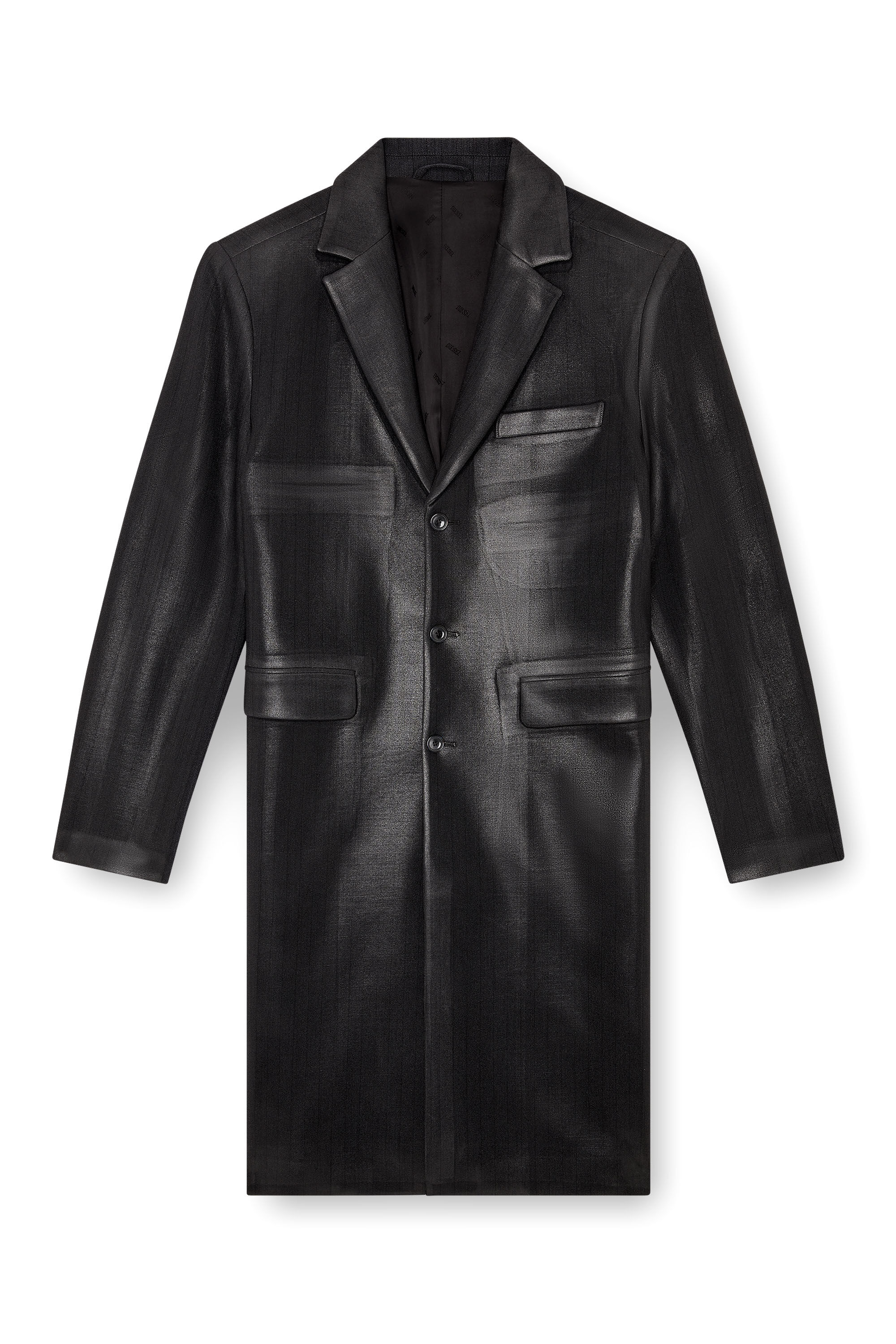 Diesel - J-DENNER, Man's Coat in pinstriped cool wool in Black - 2