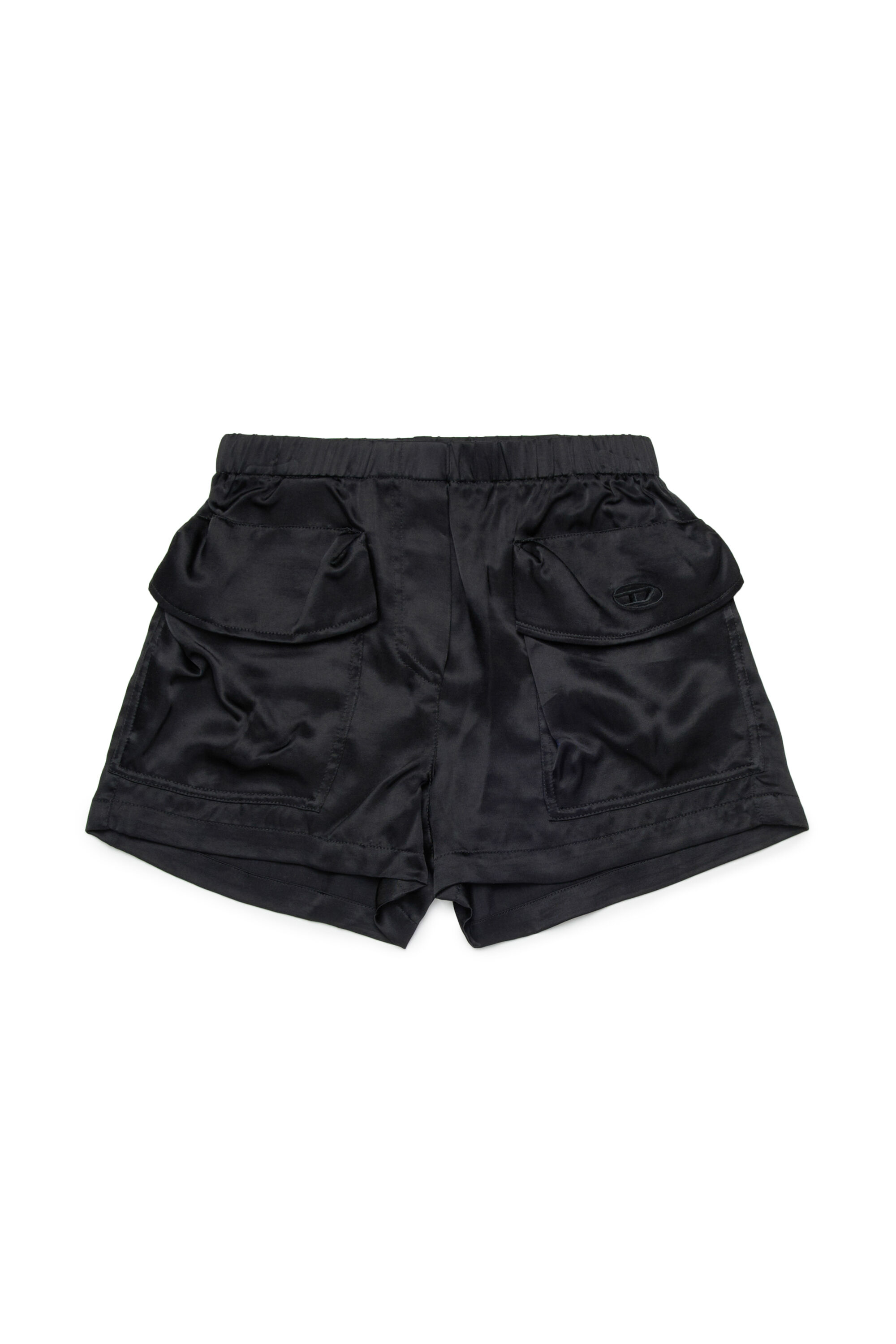 Diesel - PSAFFY, Woman's Satin shorts with patch pockets in Black - 1
