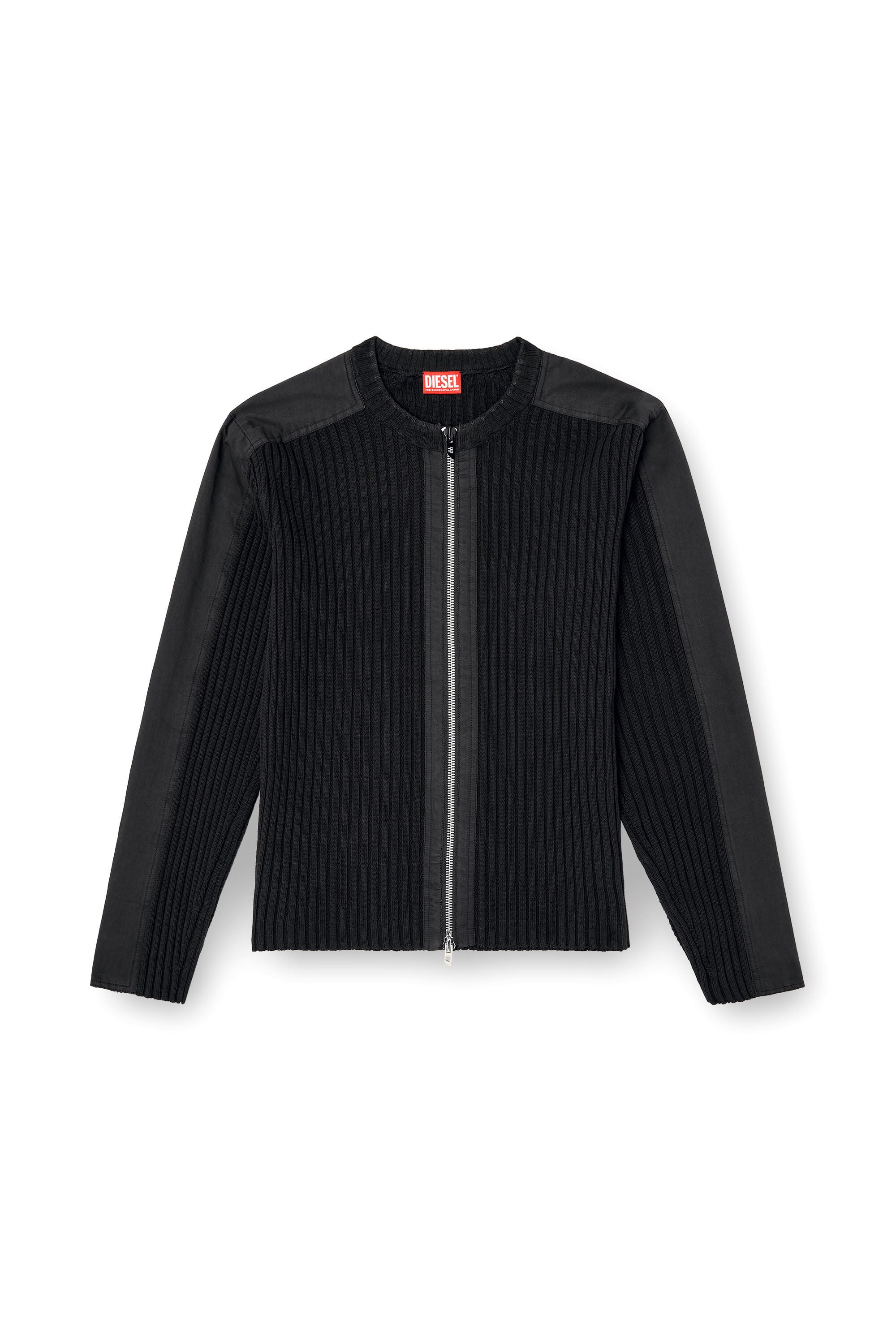Diesel - K-MATTY, Man's Zipped cardigan with utilitarian panels in Black - 2
