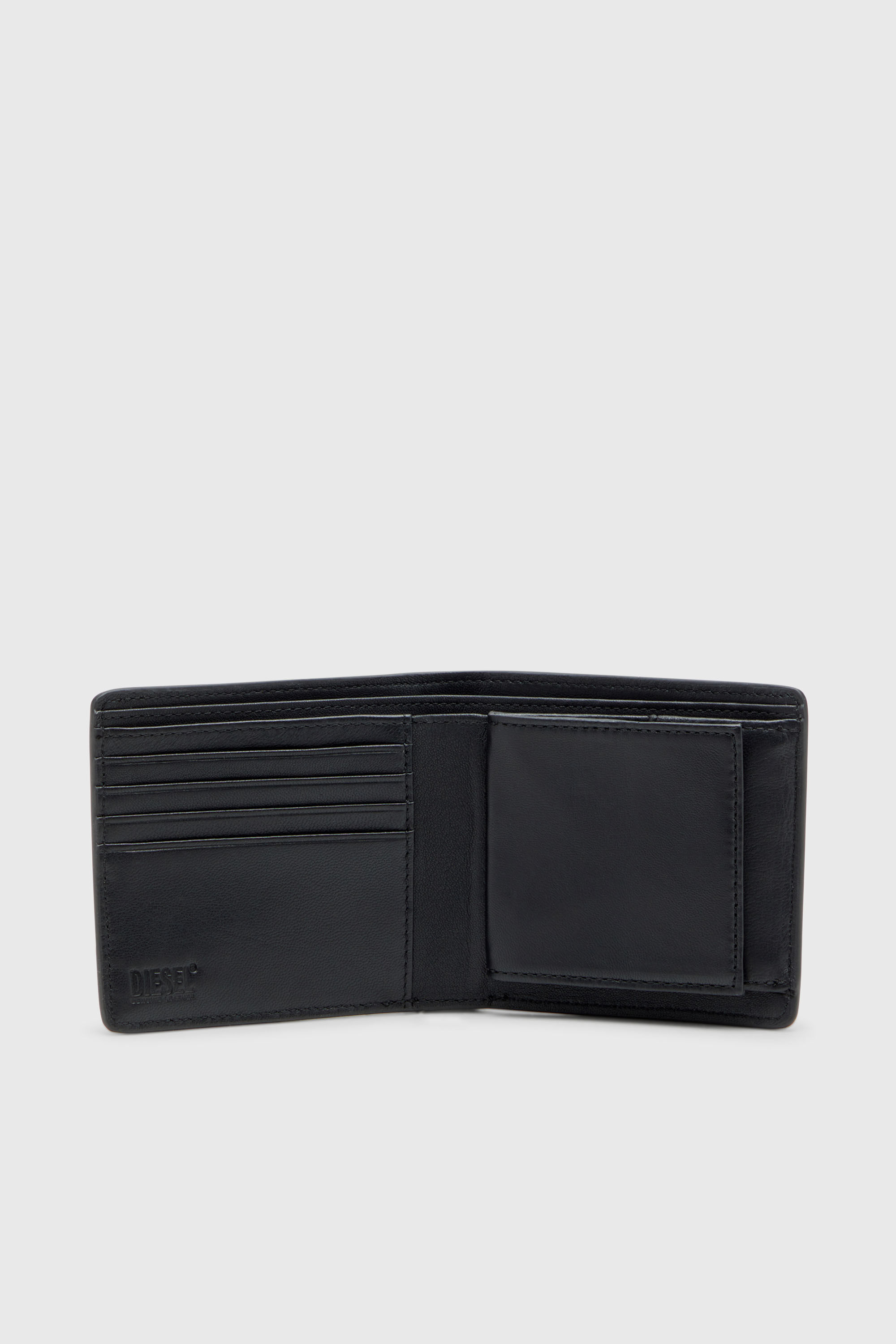 Diesel - BISCOTTO BI FOLD COIN S 3D, Man's Bi-fold wallet in semi gloss leather in Black - 3