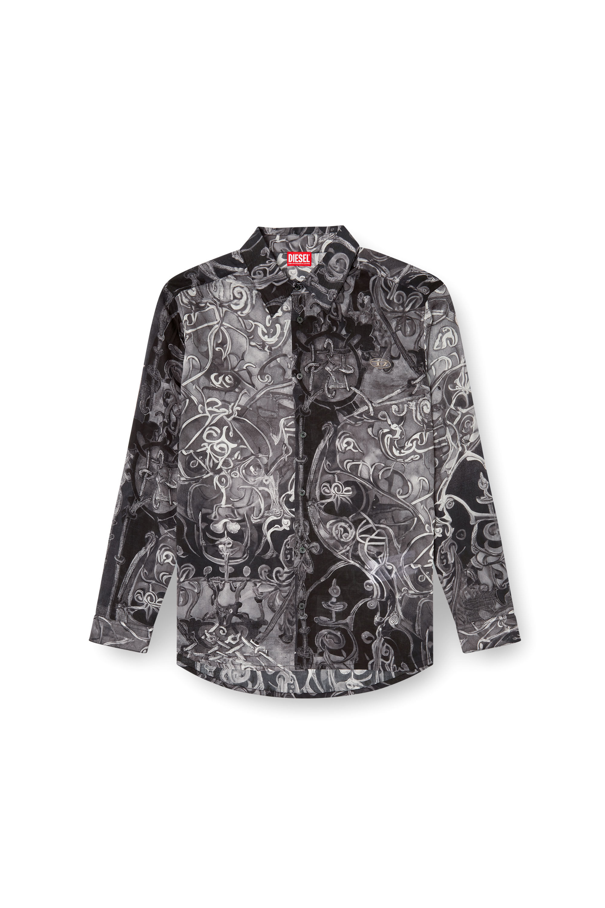 Diesel - S-SIMPLY-B-AJFW, Man's TENCEL™ shirt with medieval print in Black - 2