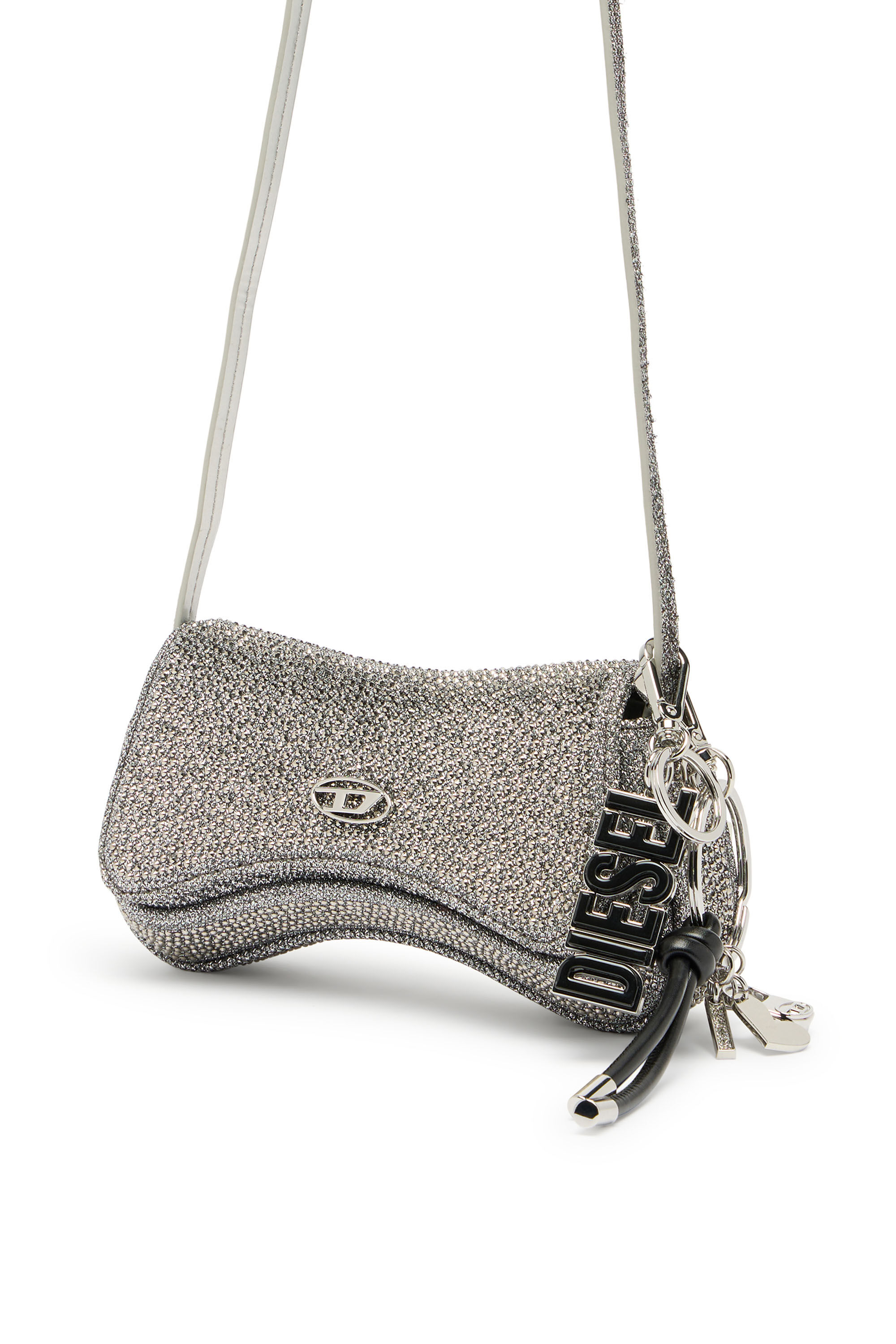 Diesel - PLAY CROSSBODY XS, Woman's Play-Mini crossbody bag in crystal Lurex in Silver - 6