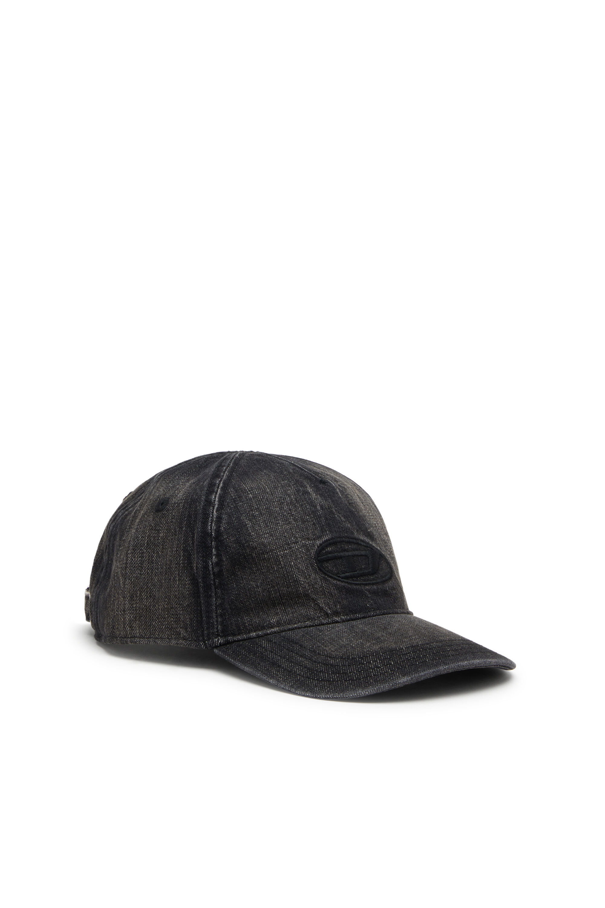 Diesel - C-ENIC, Man's Denim cap with frayed details and embroidered logo in Black Jeans - 1