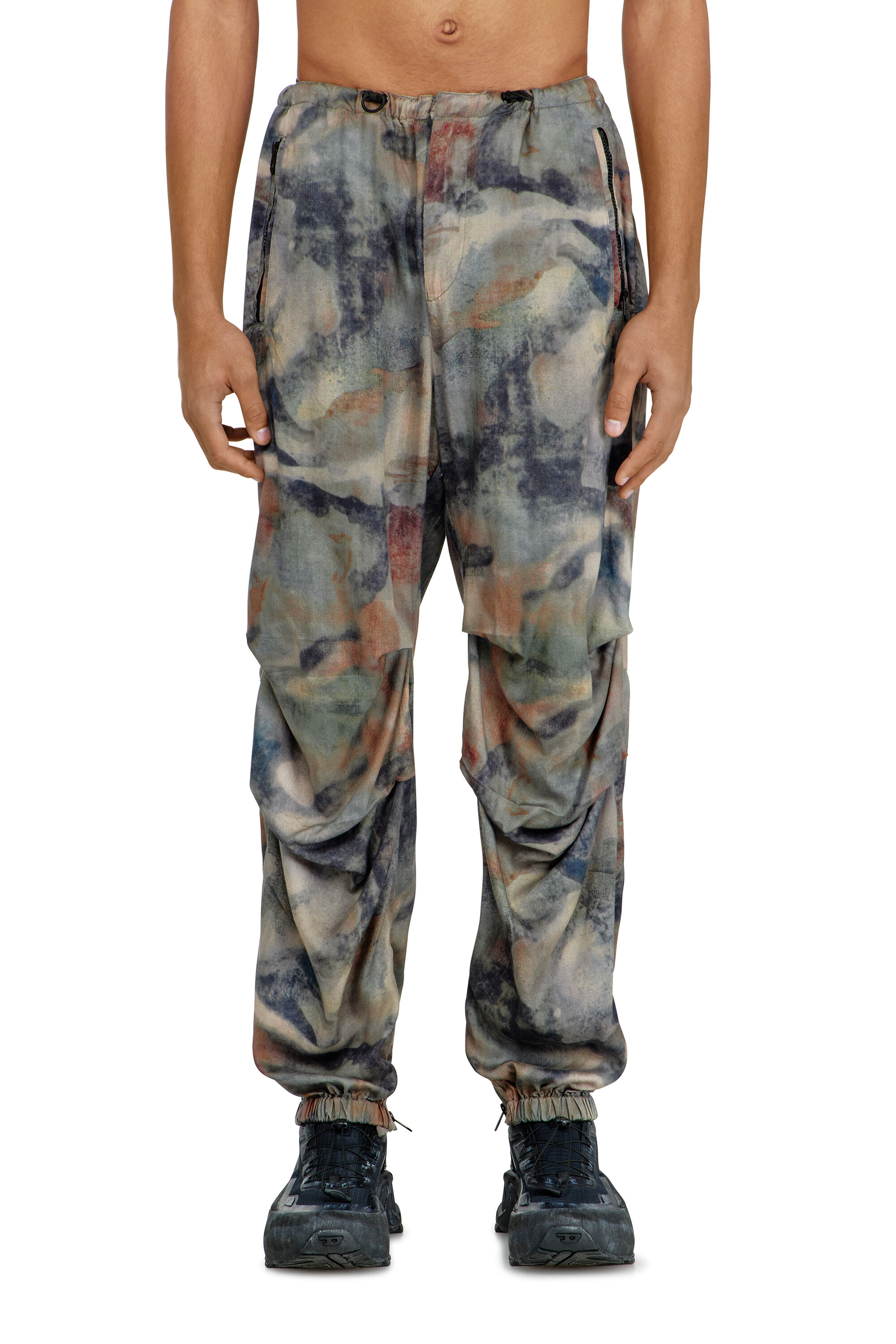 Diesel - P-STITCH-TKBZ, Man's Cargo pants in printed fabric in Military Green - 3