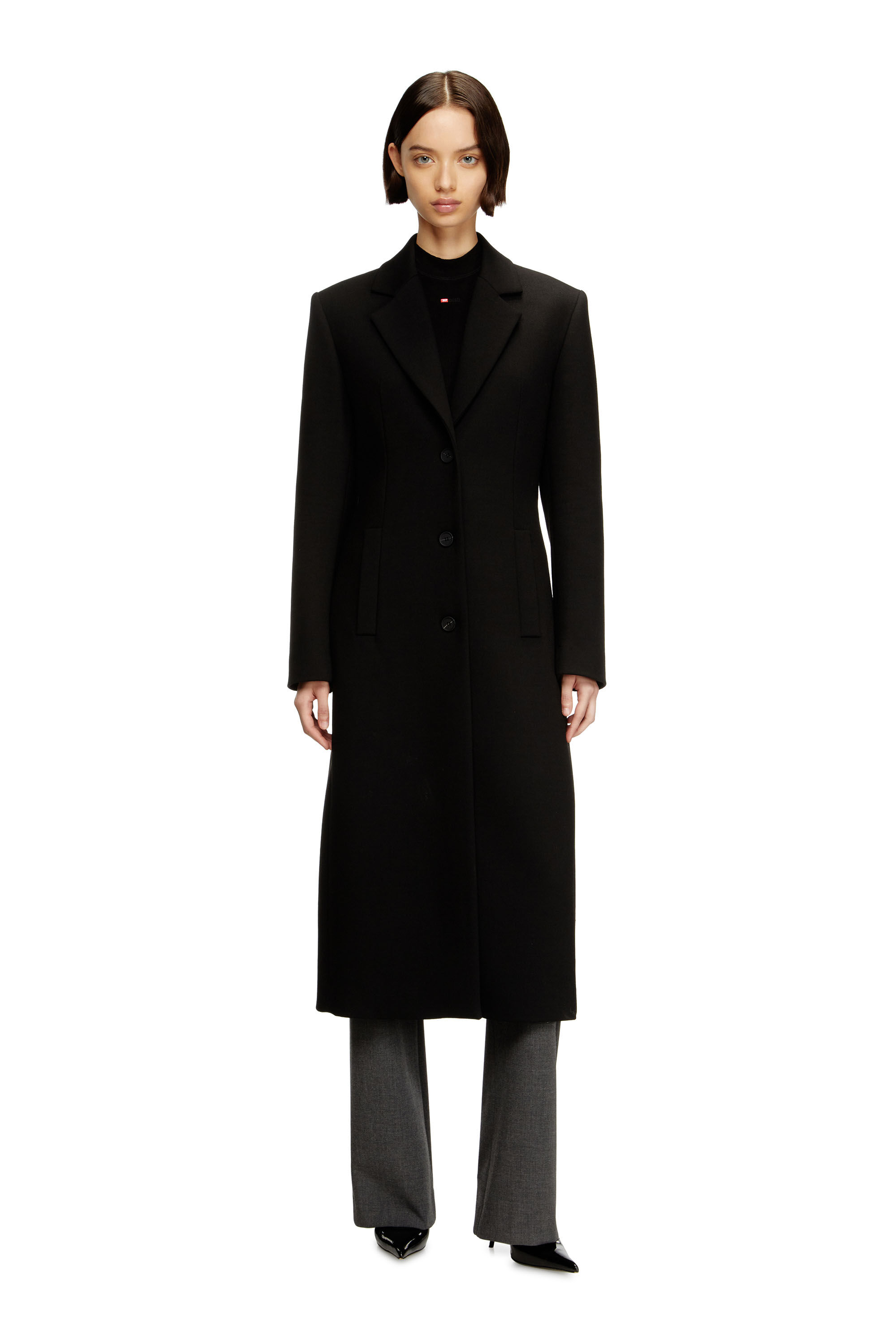 Diesel - G-ALLAN, Woman's Long hourglass coat in Black - 1