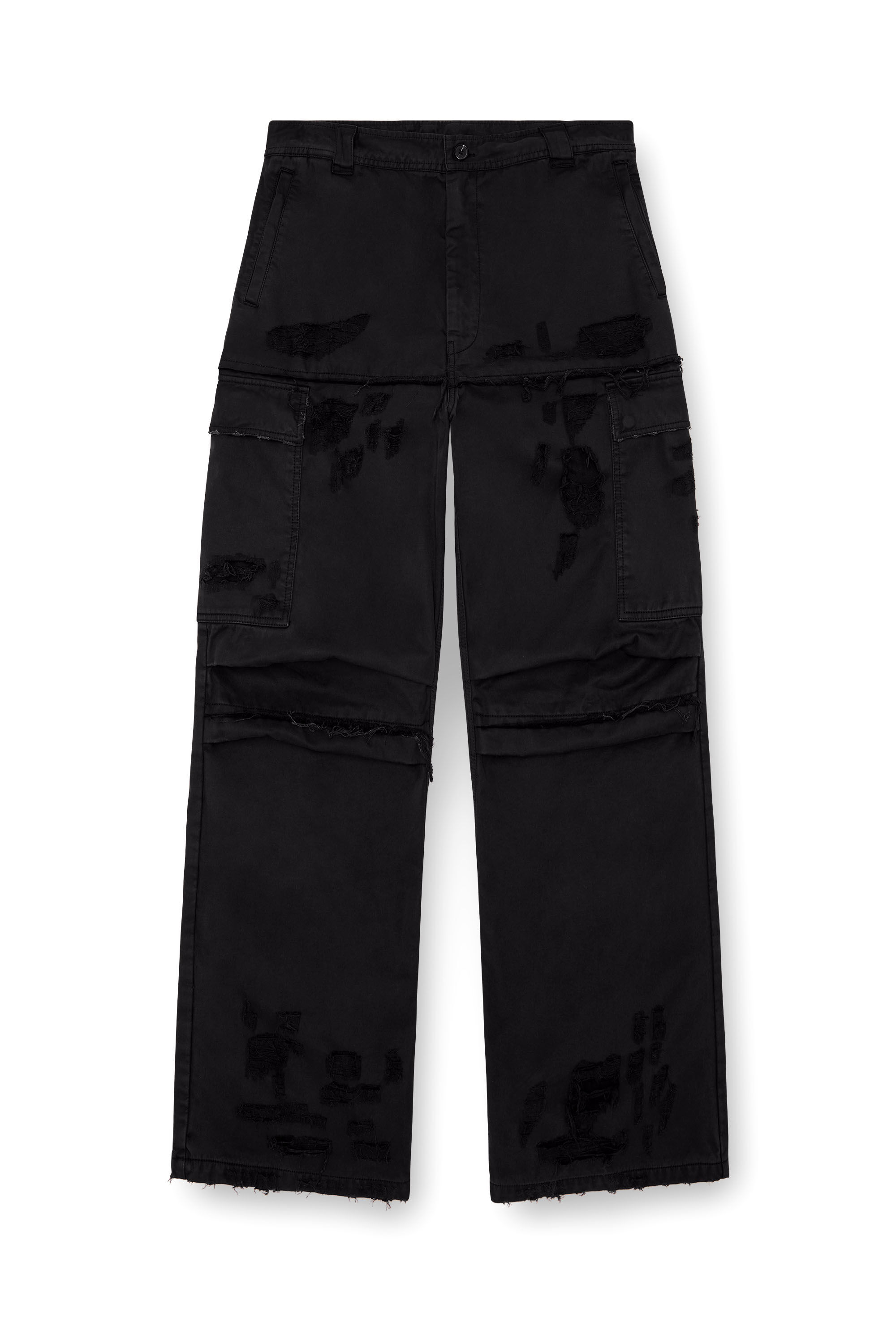 Diesel - P-OISE, Man's Cargo pants in cotton dobby in Black - 2