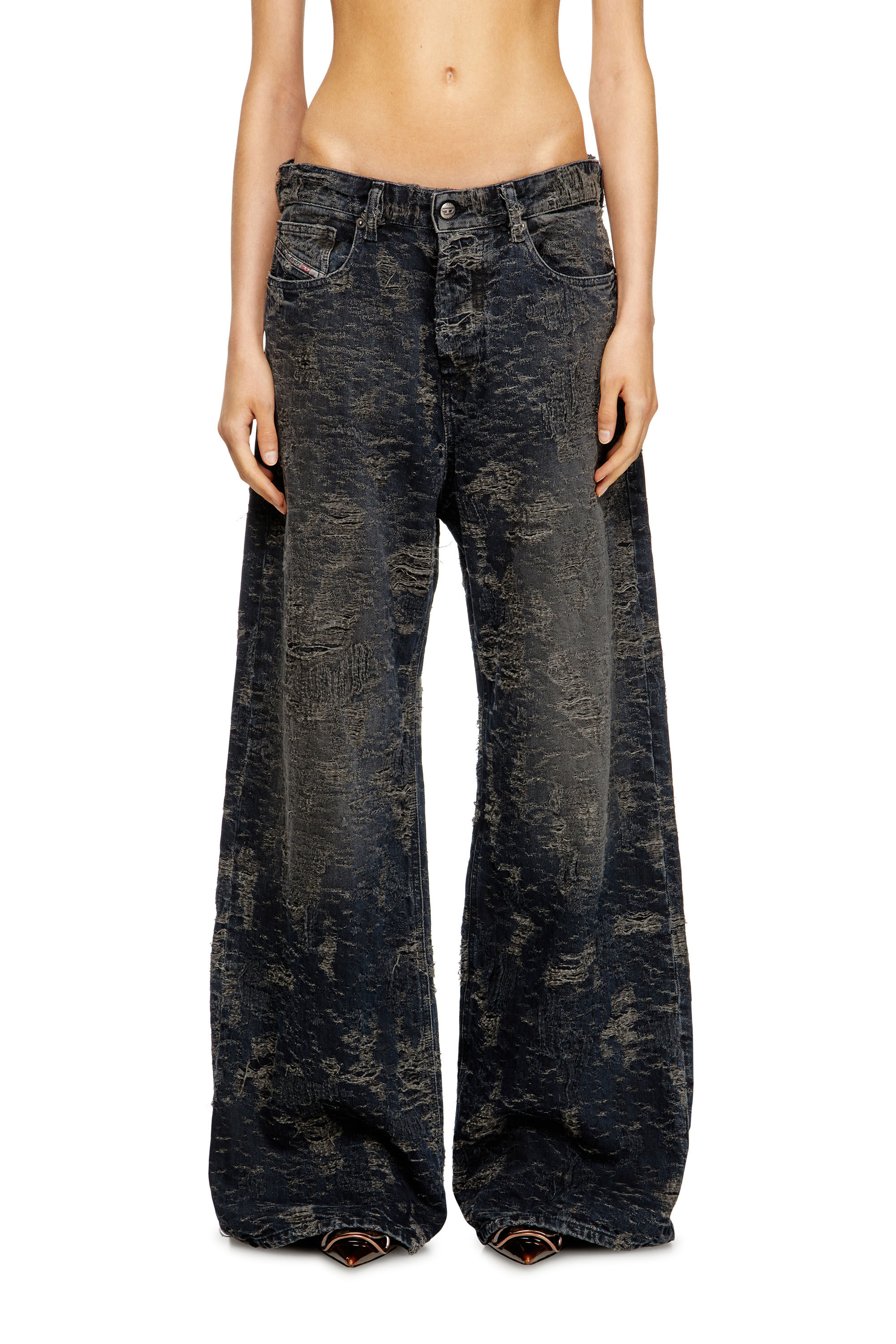 Diesel - Woman's Relaxed Jeans 1996 D-Sire 007BV, Black/Dark grey - 3