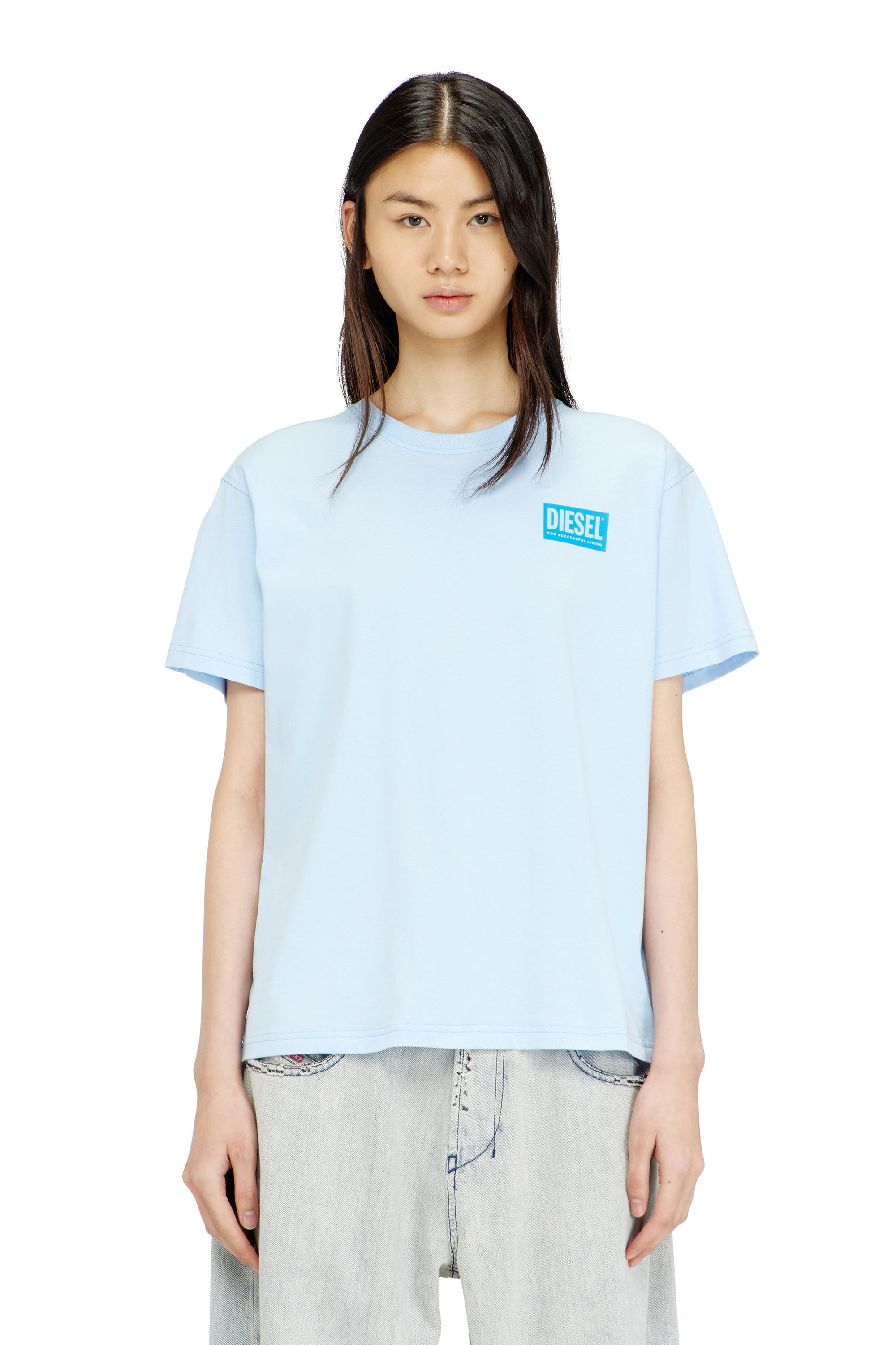 Diesel - T-NORMY-S6, Woman's Organic cotton jersey t-shirt with crew neck and logo print in null - 3
