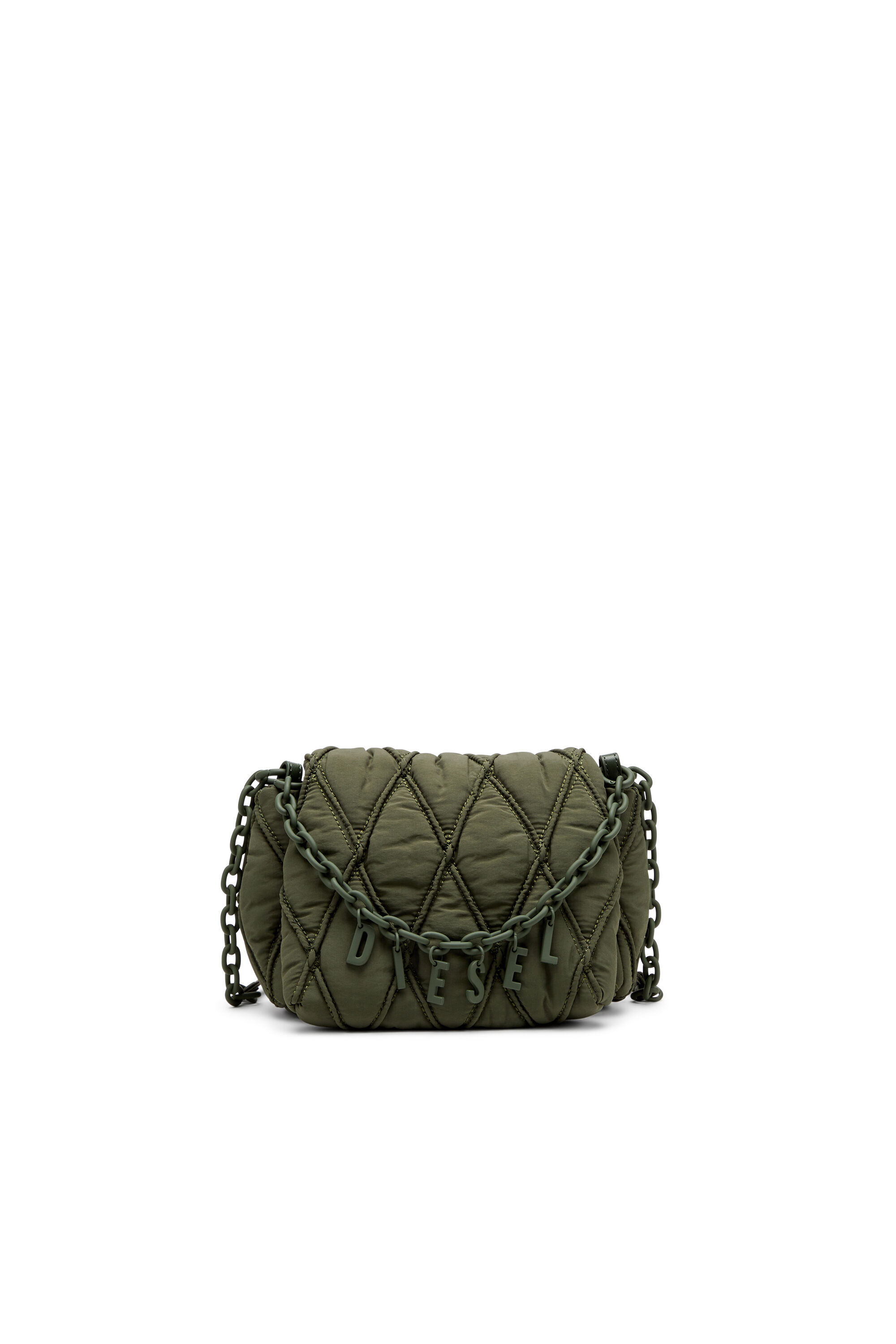 Diesel - CHARM-D SHOULDER S, Woman's Charm-D S-Small shoulder bag in quilted nylon in Dark Green - 1