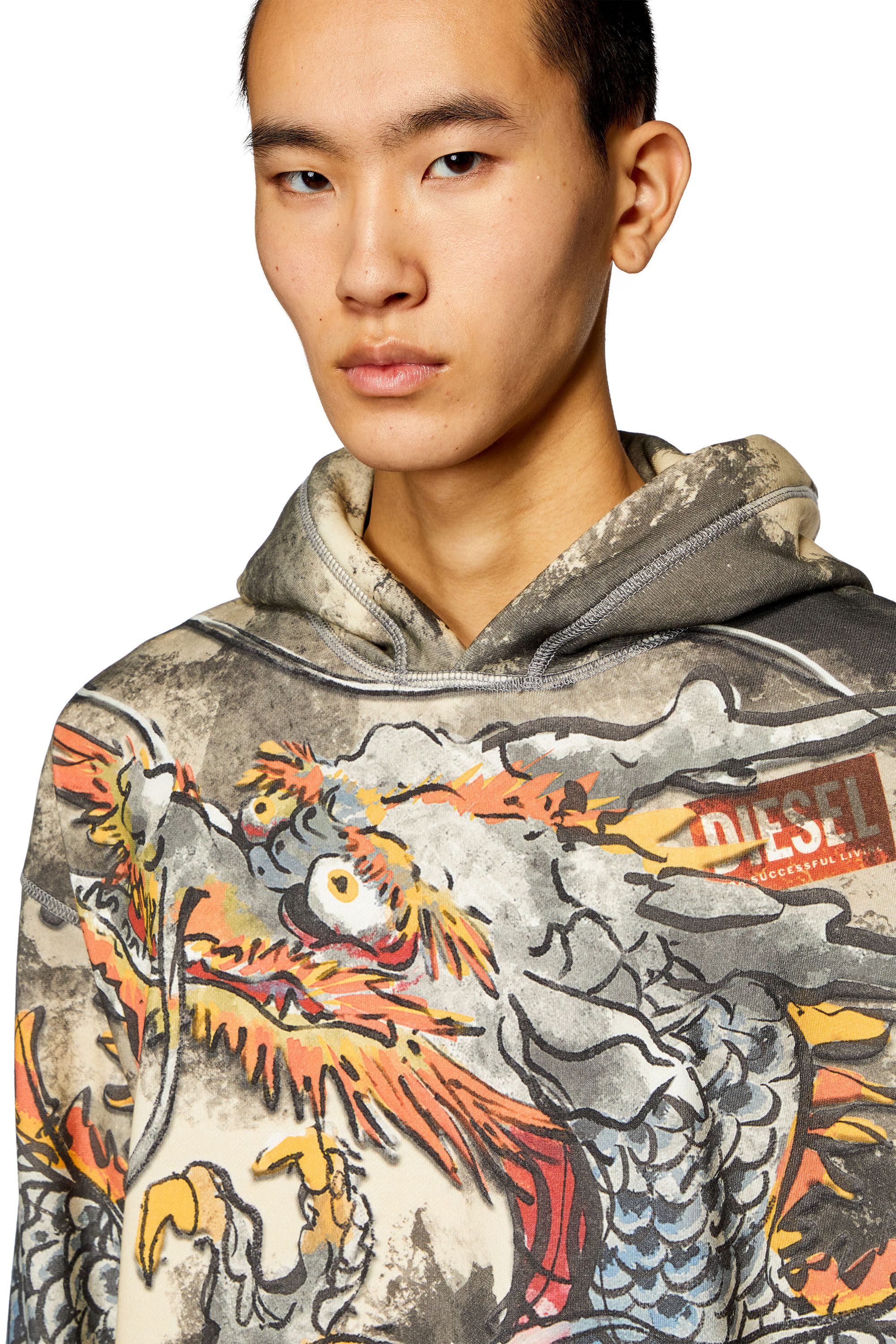 Diesel - CL-S-BOXT-HOOD-DRAGON, Unisex Hoodie with Dragon print in Multicolor - Image 5