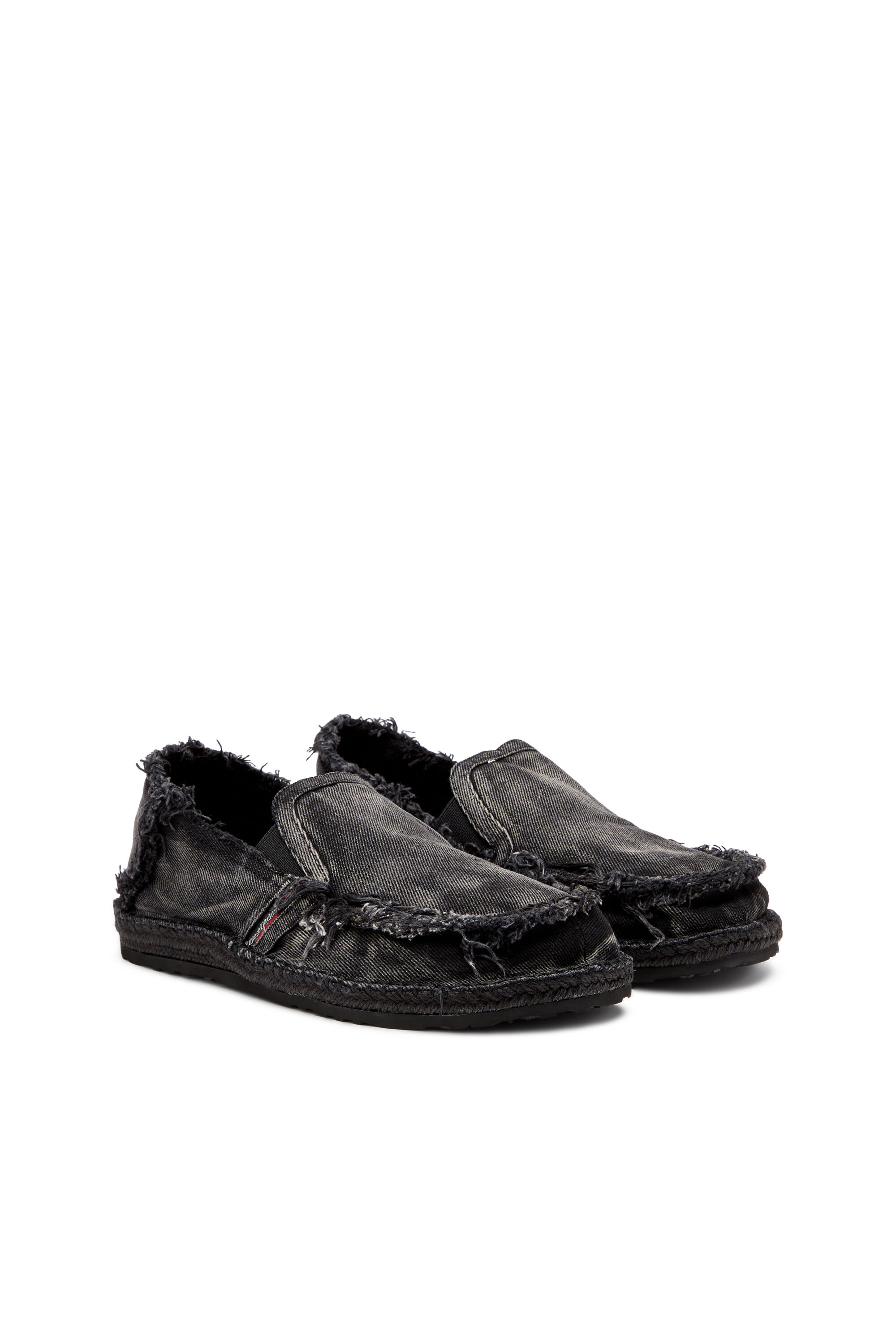 Men's D-Lukas-Espadrille loafers in distressed denim | Black Men's D-Lukas-Espadrille loafers in distressed denim | Black