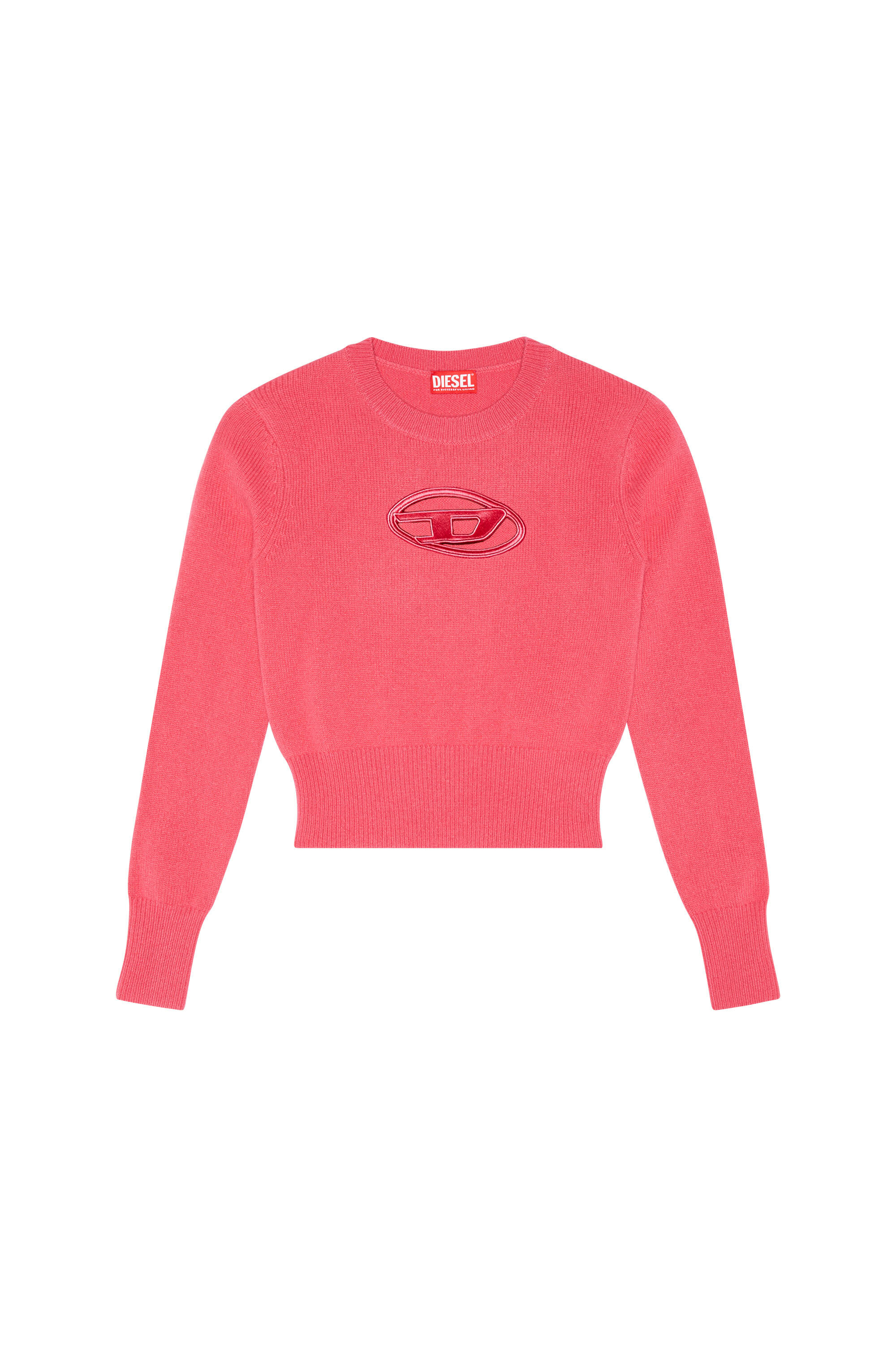 Diesel - M-AREESA, Woman's Jumper with embroidered cut-out logo in Pink - 2