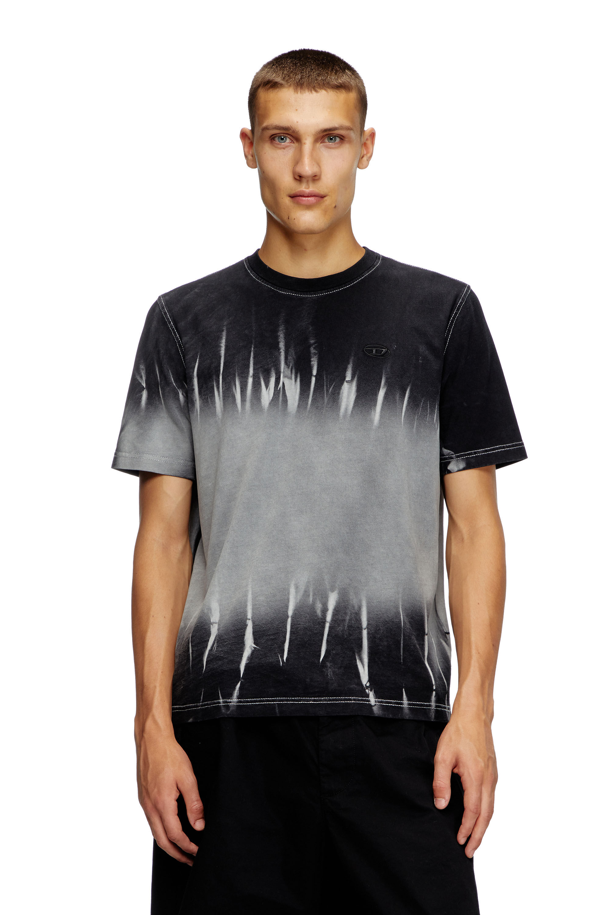 Diesel - T-ADJUST-R21, Man's Tie-dye T-shirt with logo embroidery in Black - 3