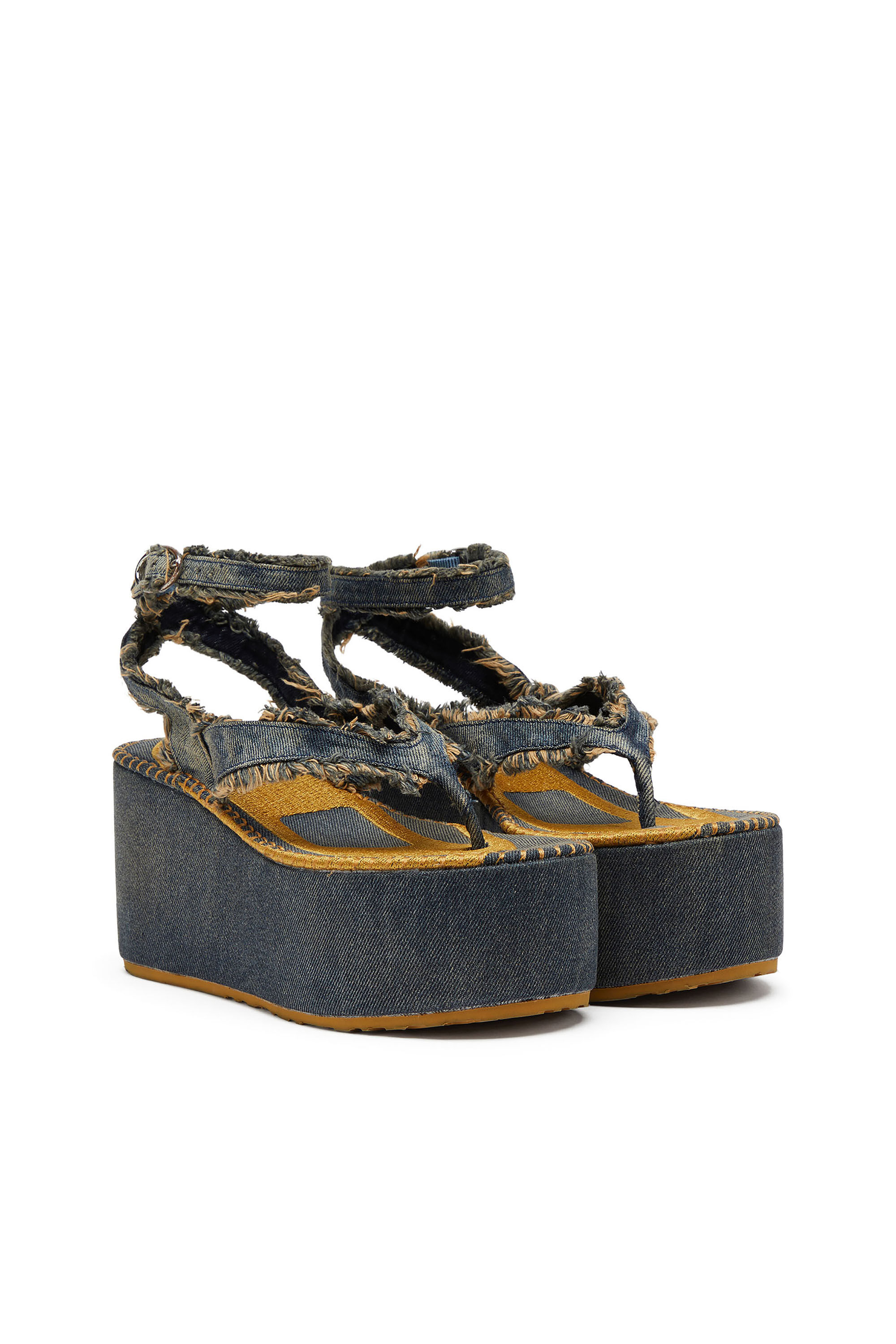 Diesel - SA-NIKOLA SANDAL, Woman's Sa-Nikola - Sandal in denim with frayed details in Blue/Grey - 2